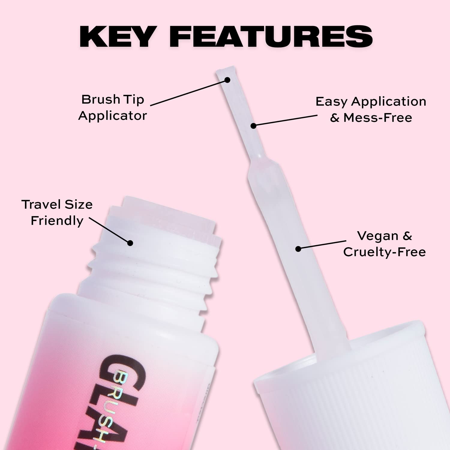 Glamnetic Super Strong Brush On Nail Glue  Brush Tip Applicator, Mess Free, Travel Friendly, Vegan  Durable & Long-Lasting  .24