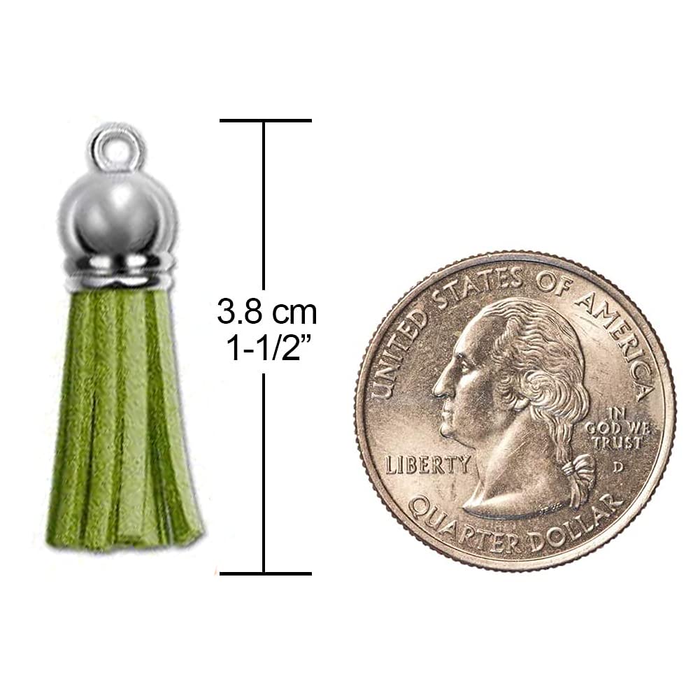 Keychain Tassels Leather Tassel Pendants with Silver White caps,Tassel charm for Jewelry Making Keychain Bracelets Ring crafts -