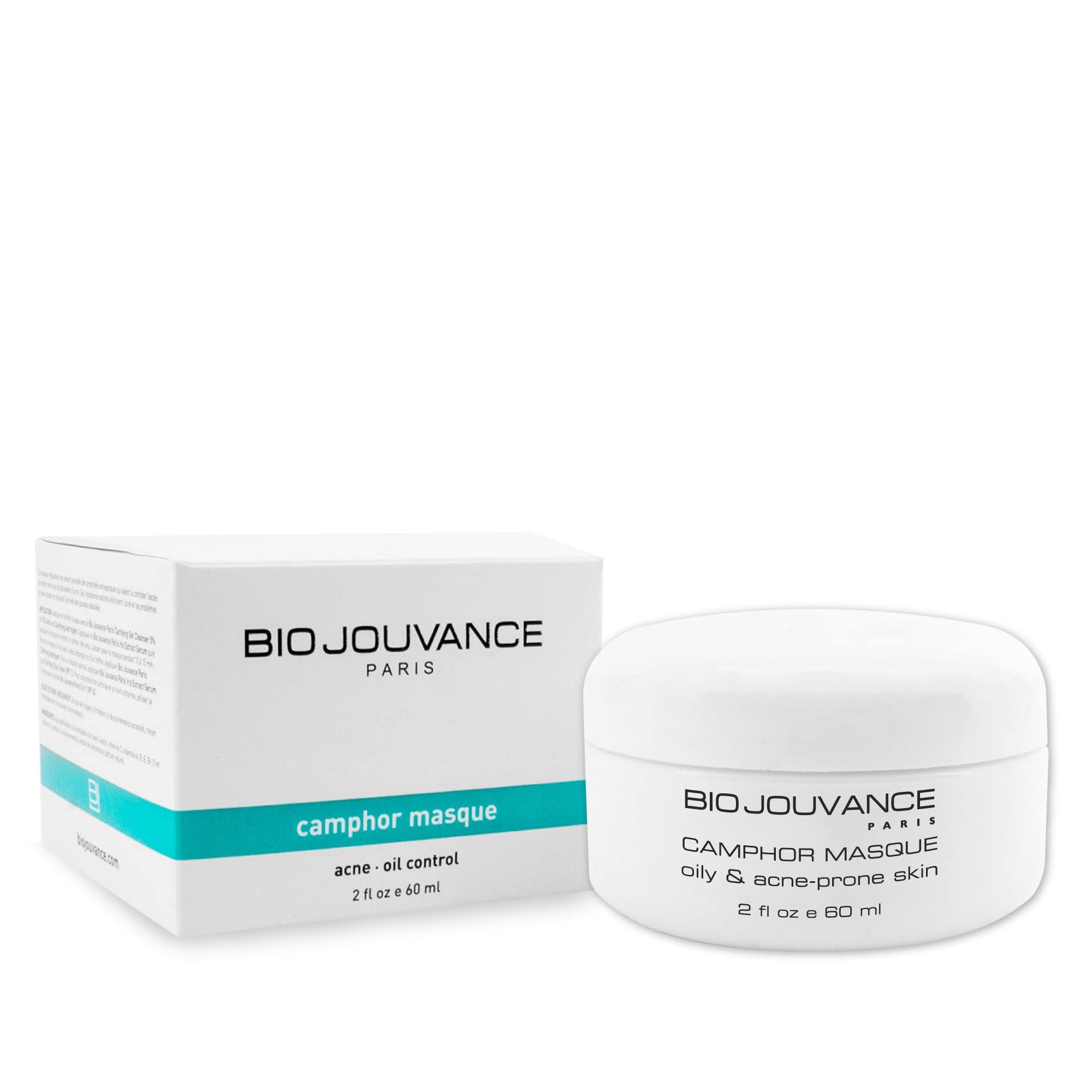 BIO JOUVANCE PARIS - Camphor Mask 2oz / 60ml - For Normal/Oily/Acne-Prone Skin | Eliminate Acne Breakouts | Minimizes Large Pore