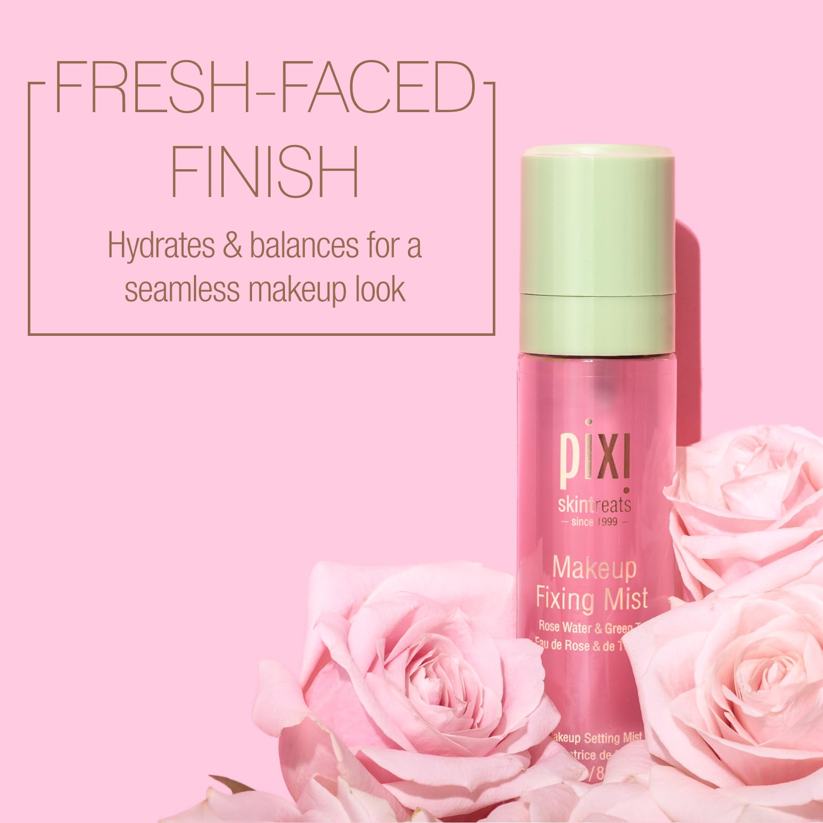 Pixi Beauty Makeup Fixing Mist 80Ml, All Over Setting Spray For Longer Wearing Makeup, Rose Water And Green Tea Infused, 2.69 Fl