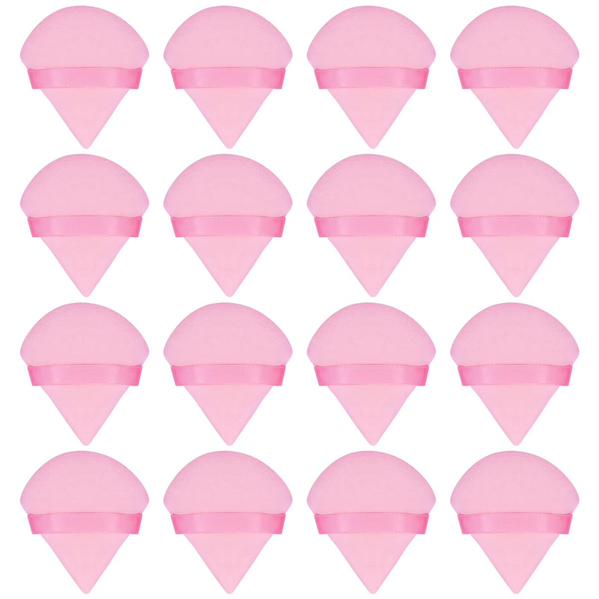 Flytianmy 16Pcs Triangle Powder Puffs, Face Makeup Puff for Body Loose Powder Beauty Makeup Tool Pink