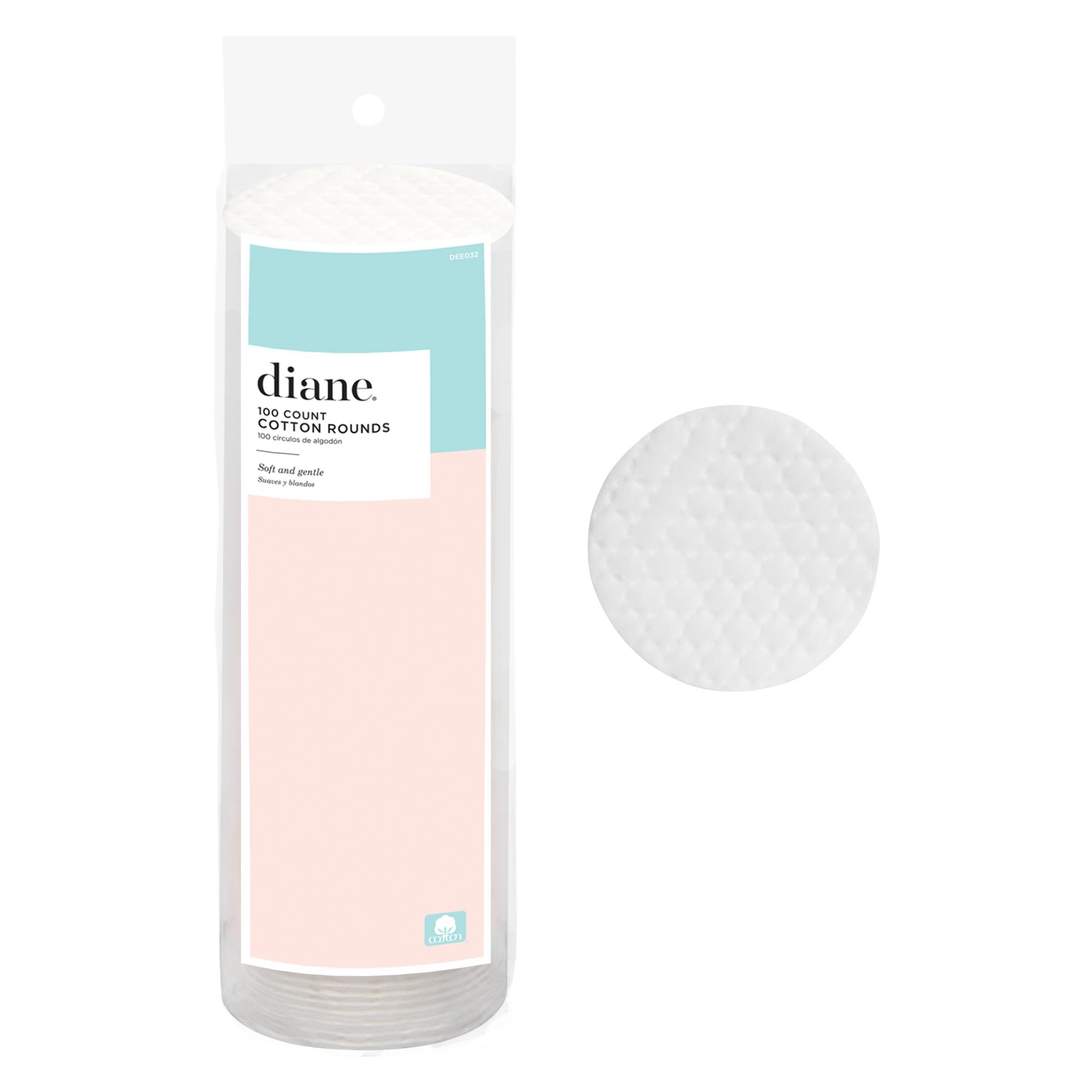Diane Multi-Layer Cotton Rounds, 100 count, 100% Pure Cotton, Premium, Hypoallergenic, Biodegradable, Strong and Durable Makeup 