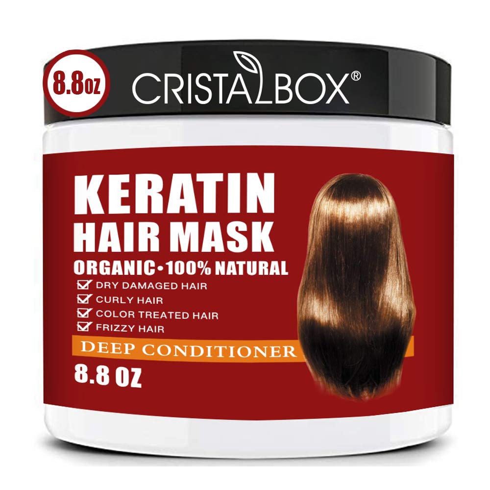 CRISTALBOX Keratin Hair Mask,Deep Repair Damage Root, 250ml Mask for Dry Damaged Hair,Hair Treatment & Scalp Treatment,Natural D