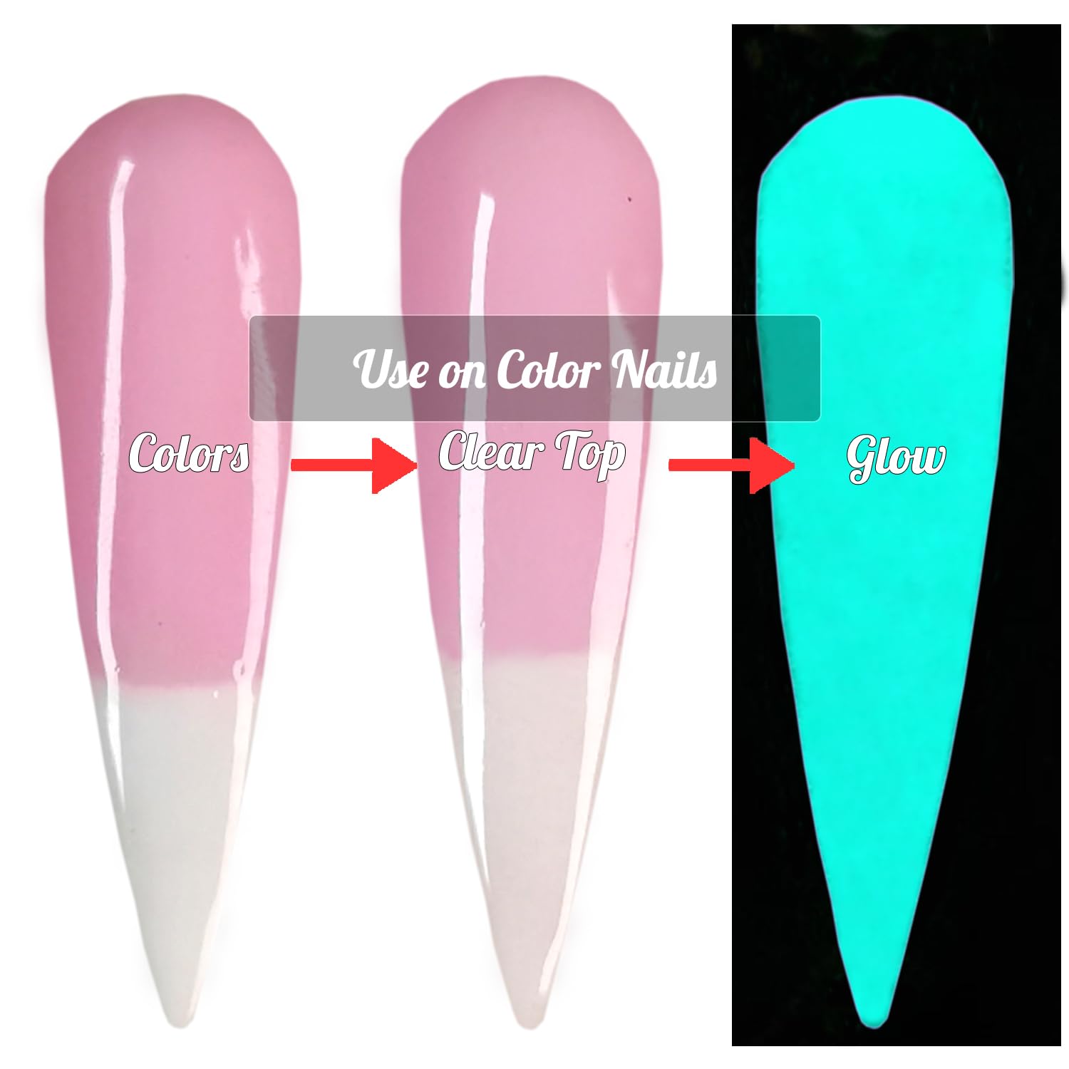 Glow In The Dark Clear Acrylic Nail Powder 2Oz Semi-Transparent Top Coat Powder For Nail Arts (Ap058)