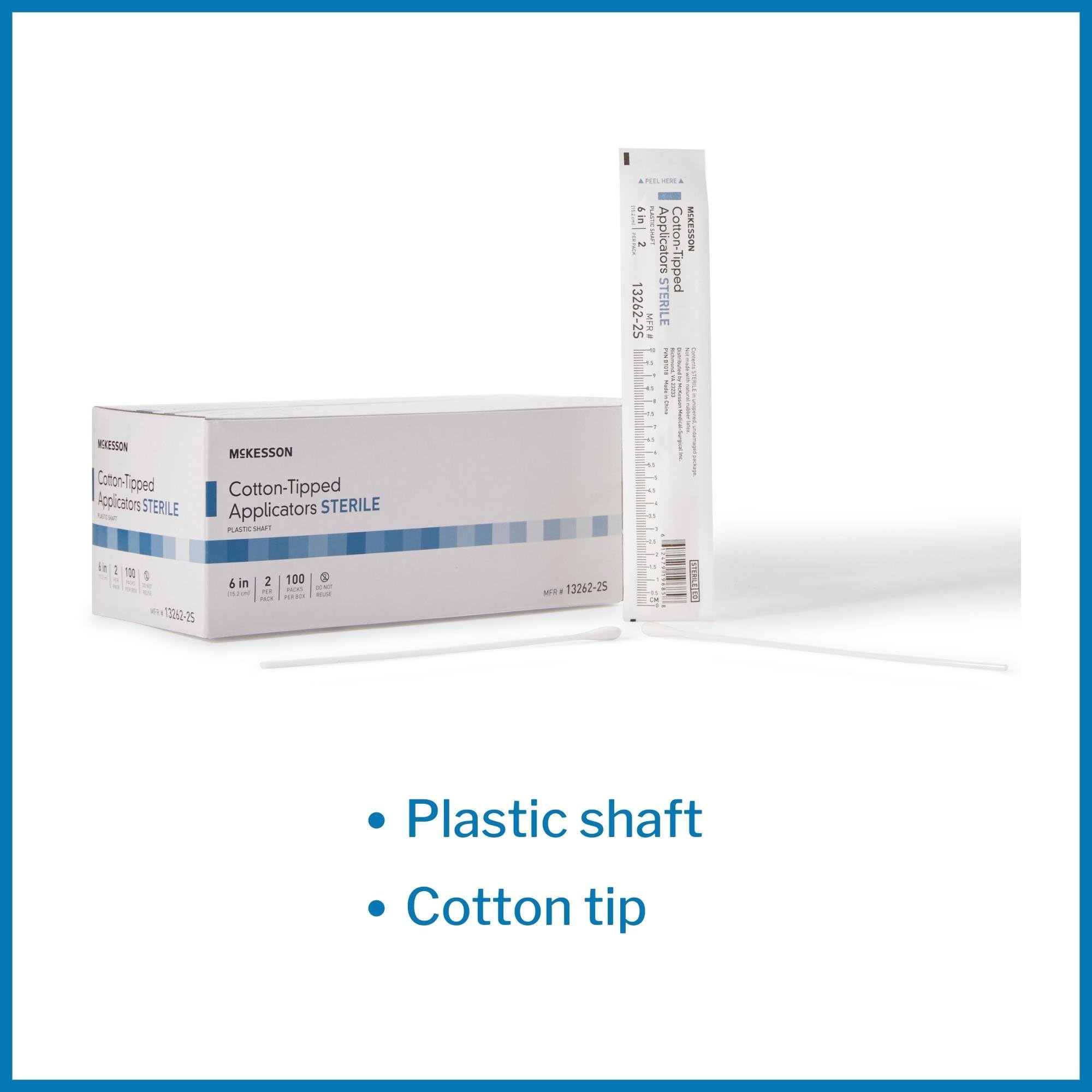 Mckesson Cotton Tipped Applicator, 6 In [200 Count] Long Sterile Medical Swabs, Individually Wrapped, Plastic Shaft