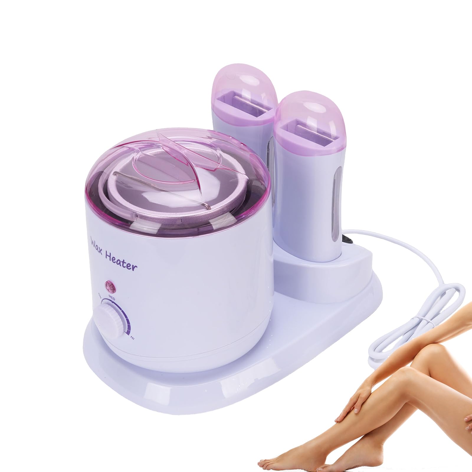 3 in 1 Roll On Wax, Wax Warmer for Hair Removal, with Double Cartridges and Single Pot Removable Inner Pot Transparent Lid Adjus