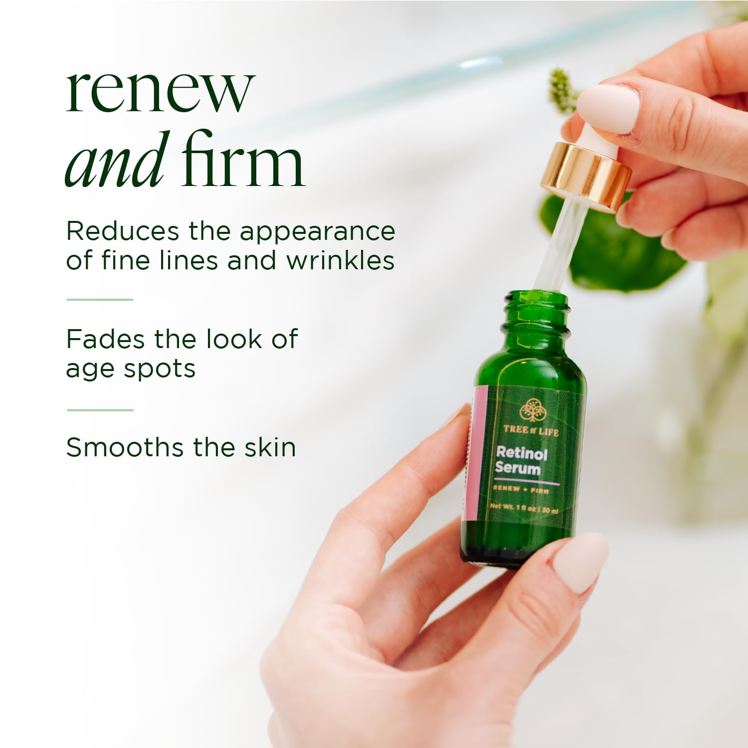 Tree of Life Beauty Retinol Serum, Skin Smoothing Face Oil for Dark and Age Spots and Fine Lines, Facial Serums for Dry and Sens