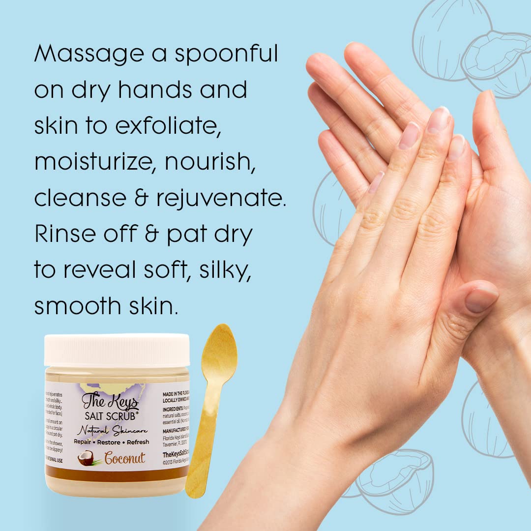 The Keys Sea Salt Scrub - Exfoliating Coconut Body Scrub, Hand Scrub, & Foot Scrub For Men, & Women, Salt Scrub Body Exfoliater,