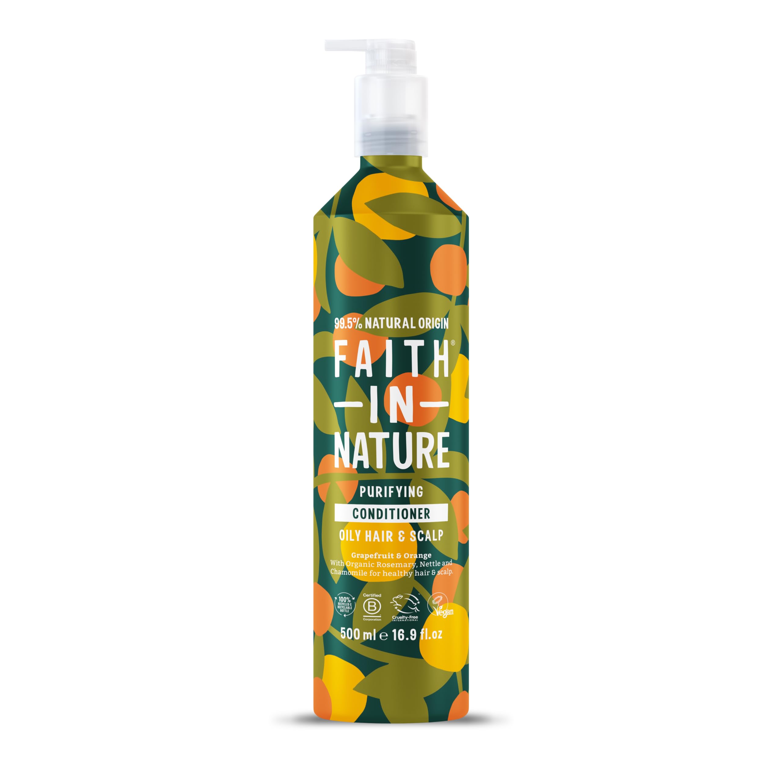 Faith In Nature Natural Aluminium Bottle Conditioner - Vegan & Cruelty Free, No SLS or Parabens - 16.9 fl oz, Grapefruit & Orang