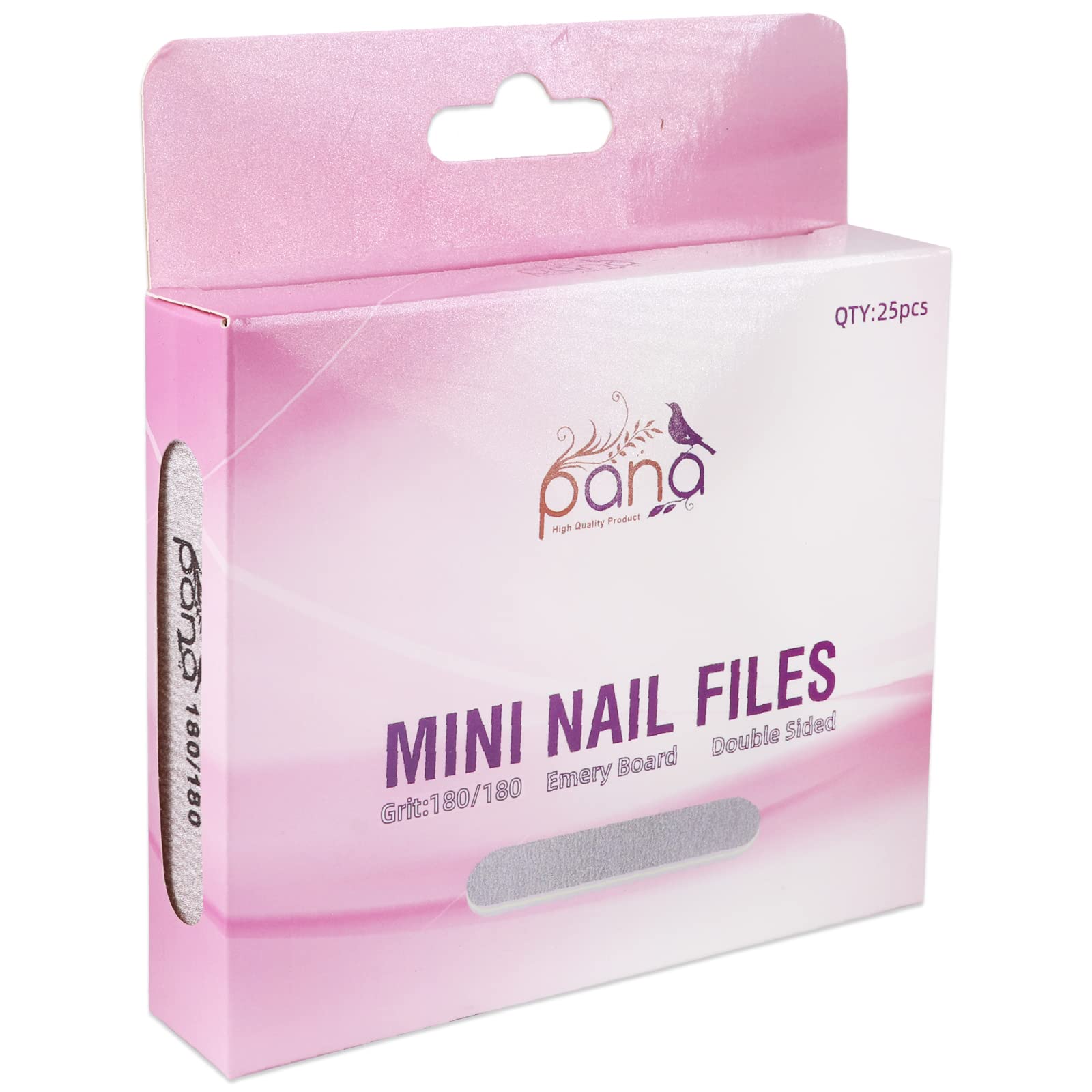 25Pcs - Pana Mini Double-Sided Emery Nail File For Manicure, Pedicure, Natural, And Acrylic Nails - Zebra (Grit 180/180)