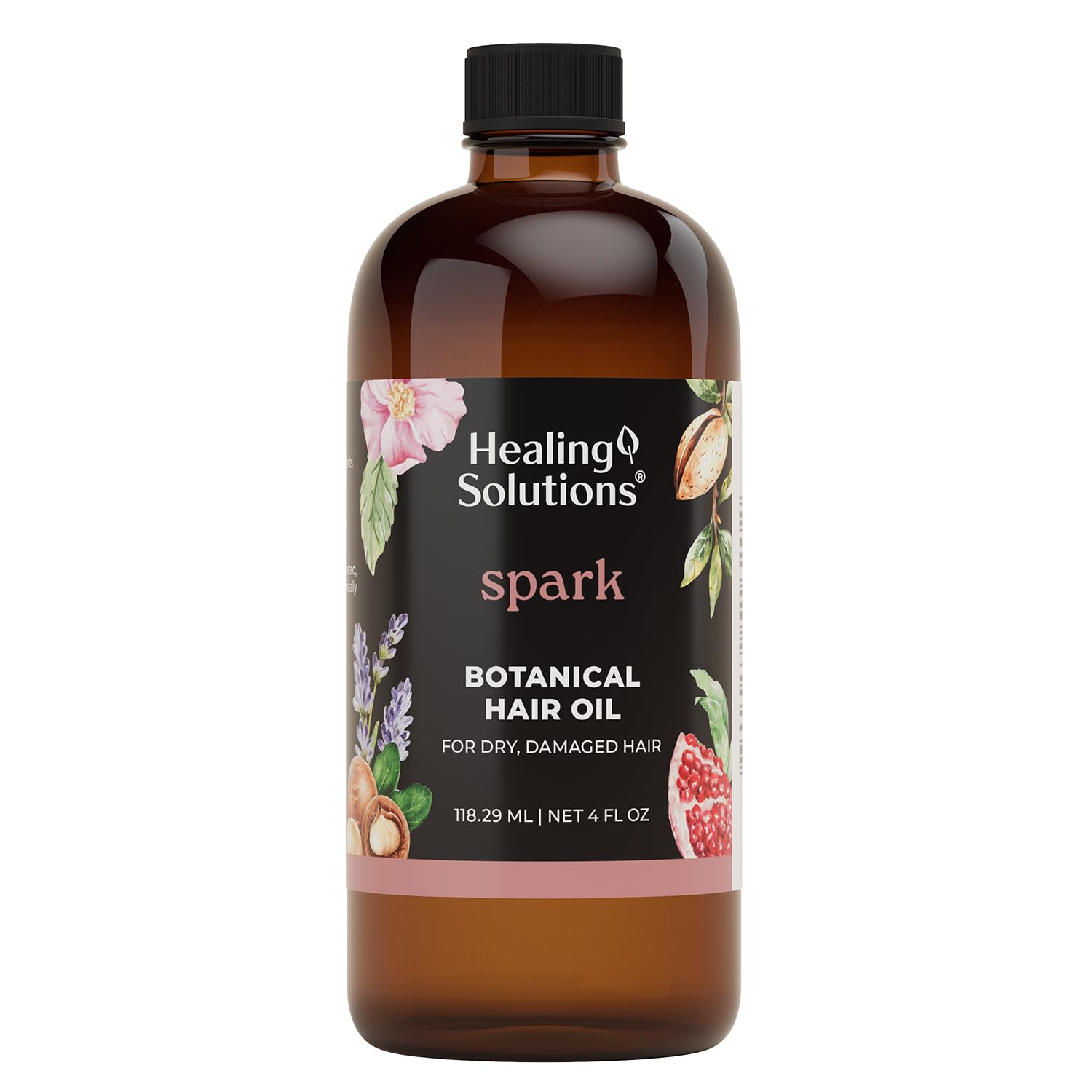 Healing Solutions  Spark Revitalizing Hair Oil, All Natural with Tamanu Oil, Sea Kelp, and Coenzyme Q10, 4oz, Supports Scalp He