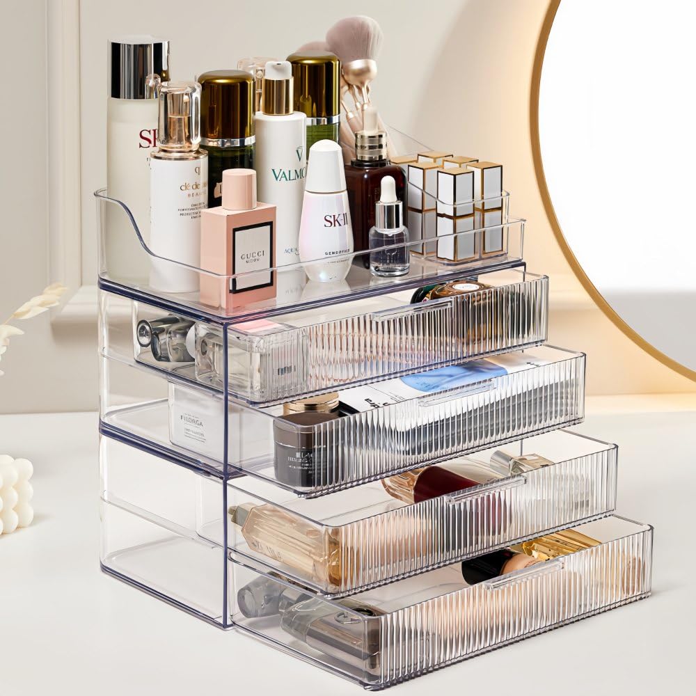 Plinjoy Makeup Organizer Countertop Large Cosmetic Display Cases Cosmetic Organizer Skin Care Organizer