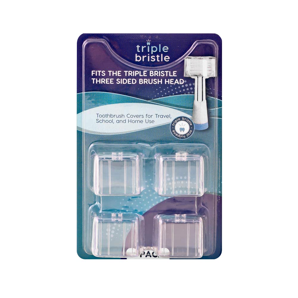 Triple Bristle Brush Head Covers | Includes 4 Covers | Dentist Created & Approved | Pair with your Triple Bristle Original & GO