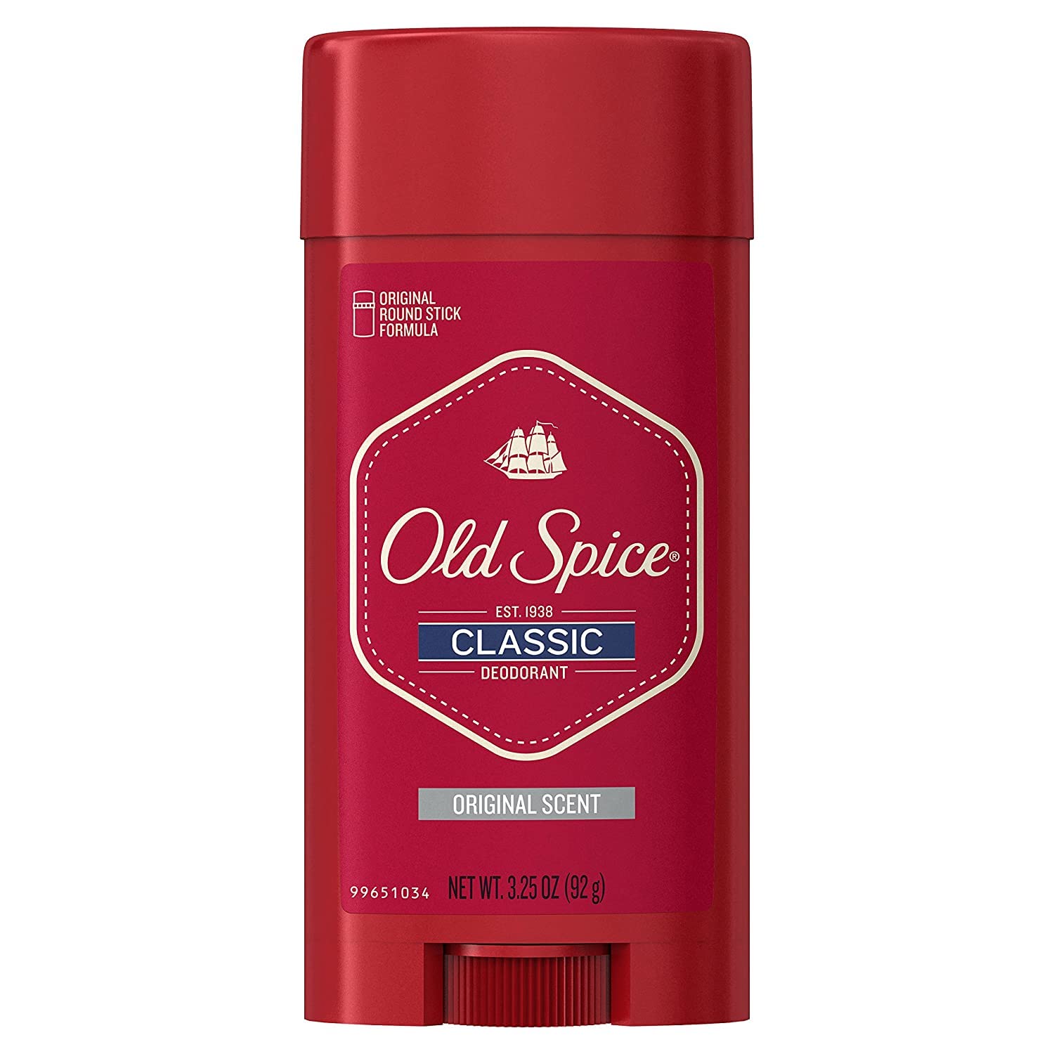 Old Spice Deodorant 3.25 Ounce Classic Original Round Stick (96ml) (3 Pack)