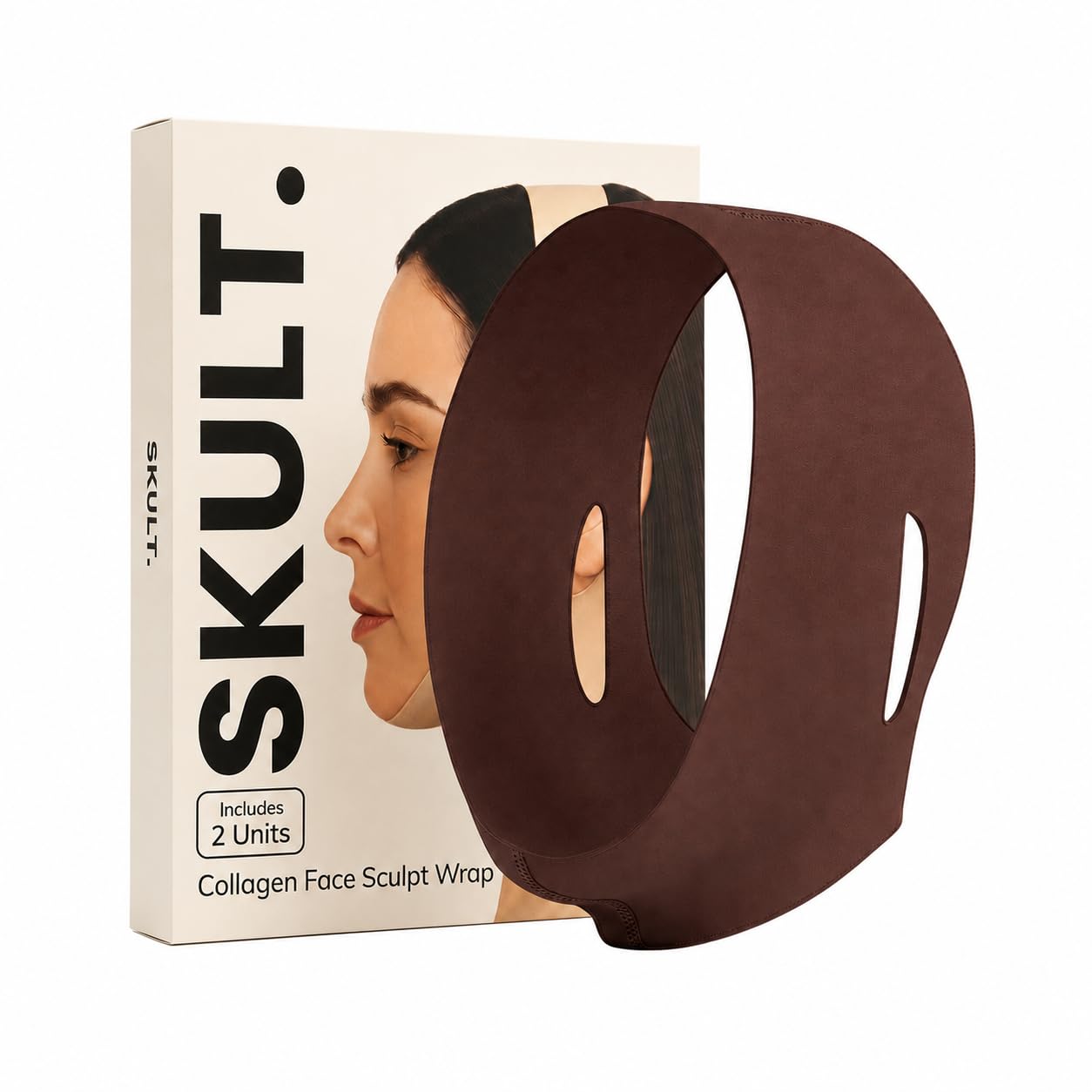 SKULT Collagen Face Sculpt Wrap for Chin & Jawline 2 PCS, Reusable Chin Strap for Sleeping, Adjustable Jawline Shaper Mask, Brea