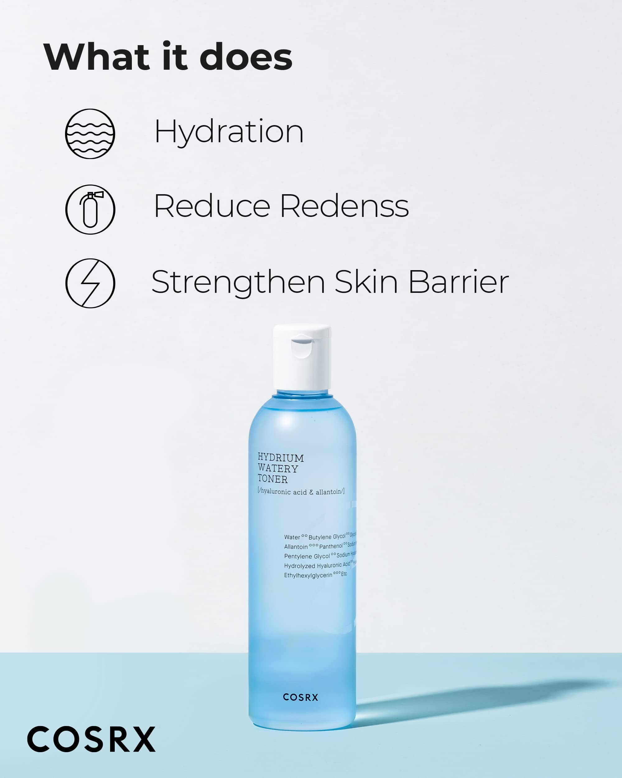 Cosrx Hydrium Watery Toner, 280Ml / 9.46 Fl.Oz | Moisturizing Korean Toner | Hyaluronic Acid, Allantoin, Panthenol | Korean Skin
