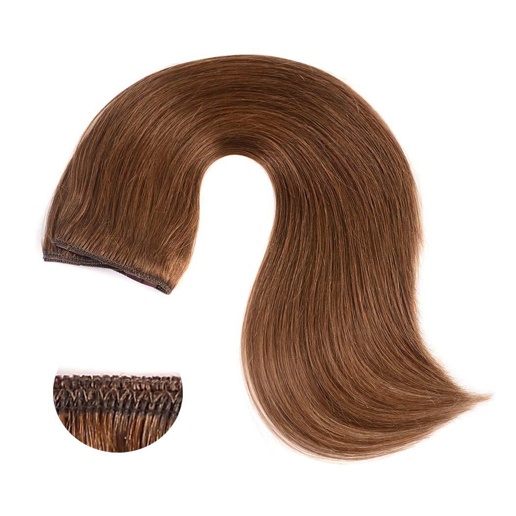 14'' Human Hair Extensions Clip In Remy Hair For Women - Silky Straight Clip In Hair Extensions 50Grams 4Pieces Light Brown #6 C