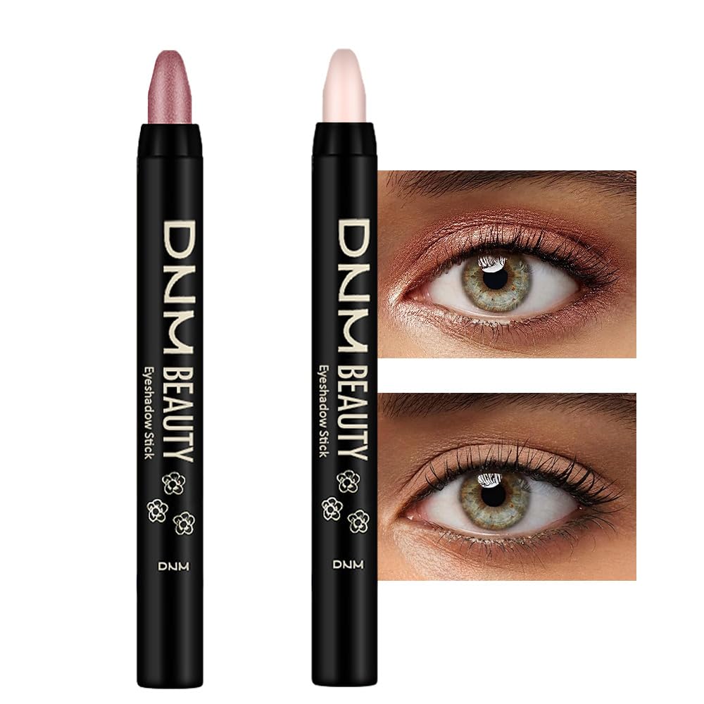 Kaely 2Pcs Cream Eyeshadow Sticks Set For Eyes Waterproof,Rose Shimmer & Desert Matte Eye Shadow Stick Pencil Pen Bulk Sombras E