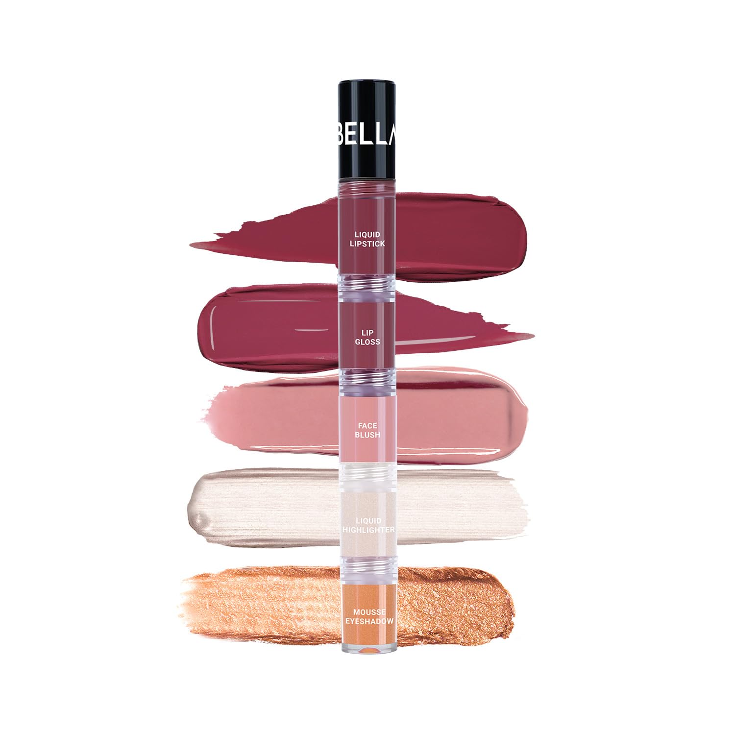 Bellavita High Five 5-In-1 Face Glam Makeup Stack- Eyeshadow, Highlighter, Lip Gloss, Lipstick & Blush | Long-Lasting, Smudge-Pr