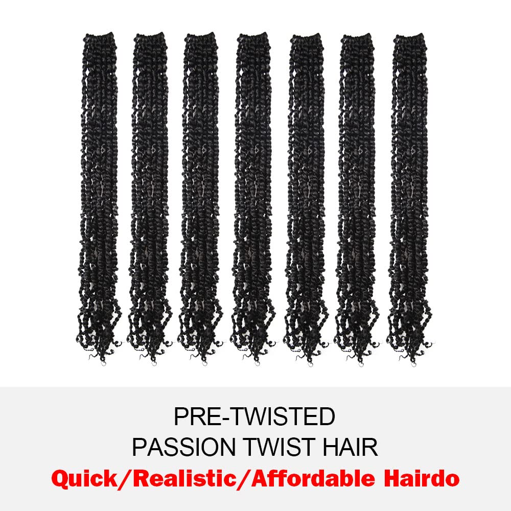 Wudas Long Passion Twist Hair 22 Inch Pre-Twisted Passion Twists Crochet Hair Natural Black Pre-Looped Synthetic Crochet Braids