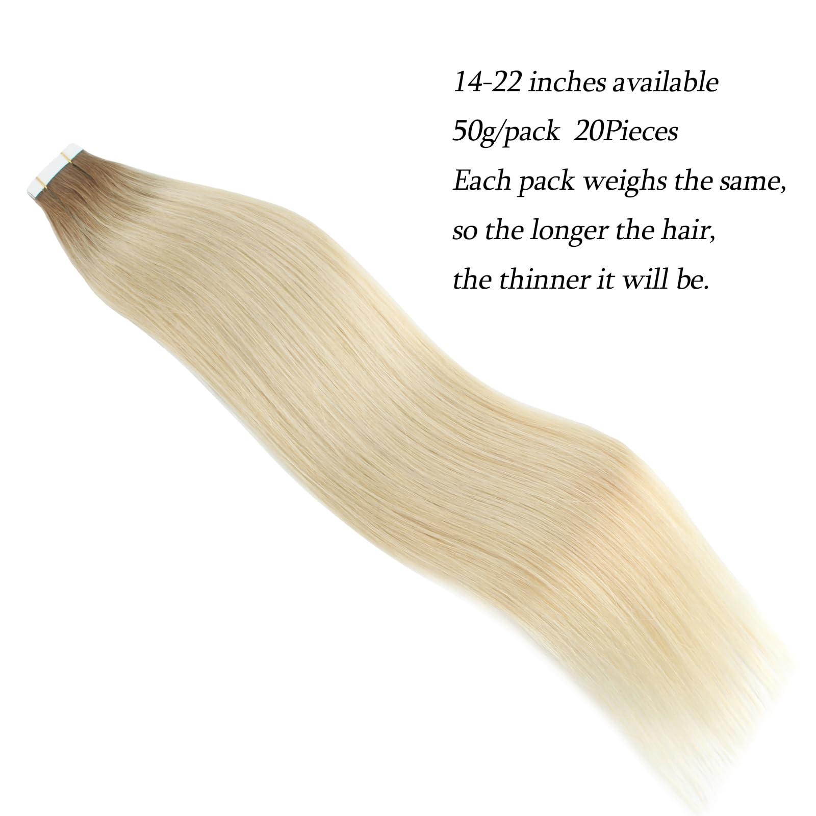 Amazingbeauty 20 Pieces Remy Human Hair Invisible Rooted Tape In Hair Extensions - Platinum Blonde With Chestnut Brown Base R6-6