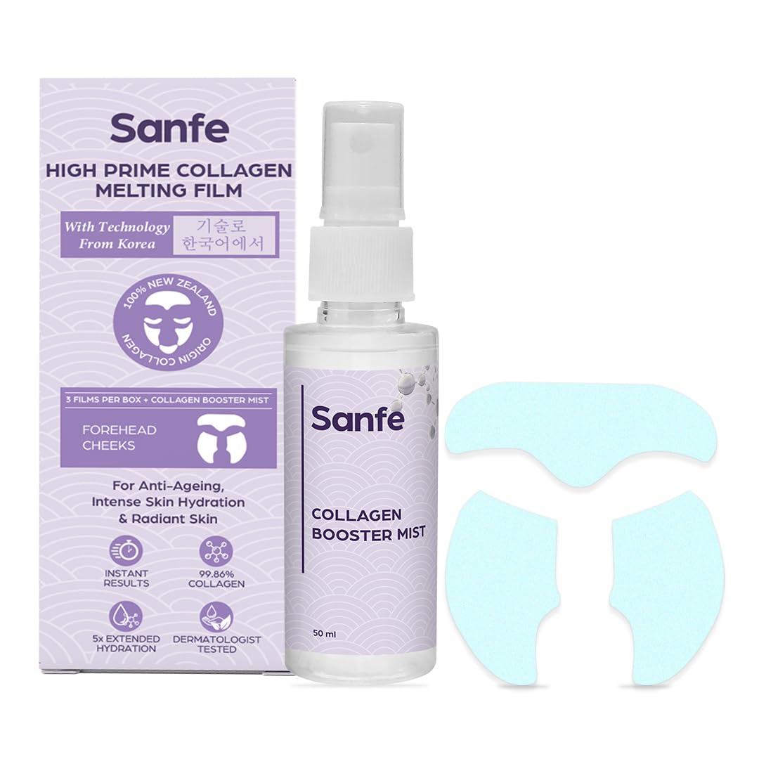 Sanfe High Prime Collagen Melting Film For 5X Hydrating Skin | 99.86% Collagen, Hyaluronic Acid | Face Pack/Mask, Reduces Wrinkl