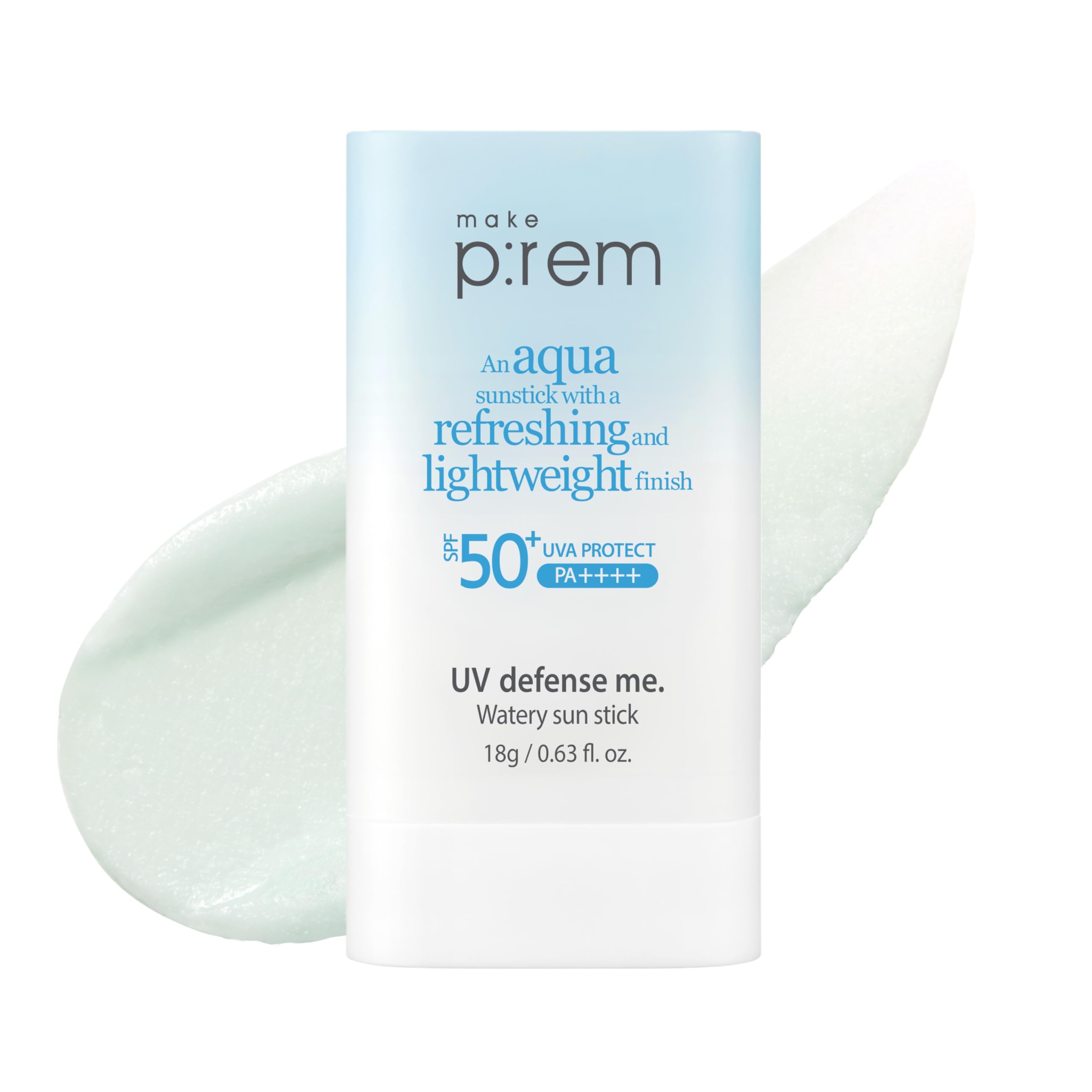 MAKE P:REM UV Defense Me. Watery Sun Stick SPF 50+ PA++++, Hydrating & Cooling Sun Care Stick, Lightweight, Non-Greasy Finish, K