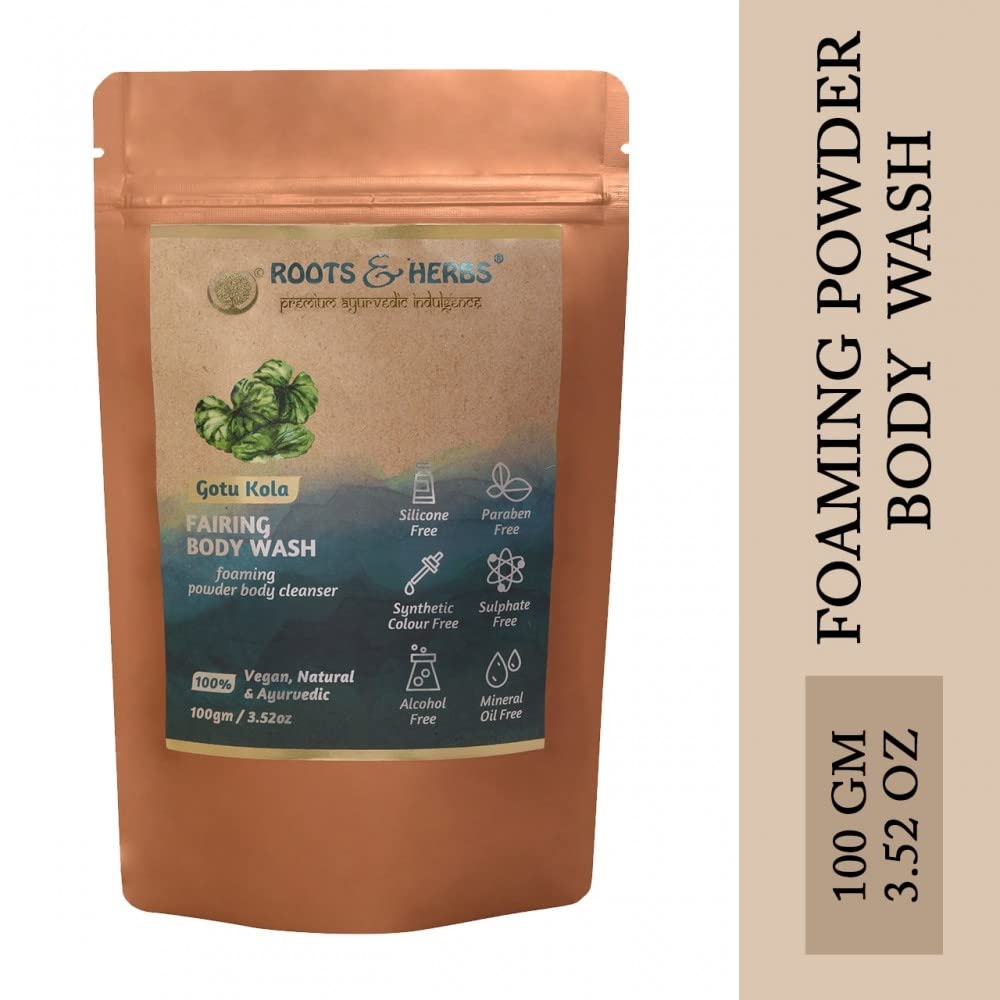 ROOTS AND HERBS Ayurvedic Powder Body Wash Natural Treatment 100% Vegan Gotukola Fairing Powdered Body Cleanser Ubtan Powder Non