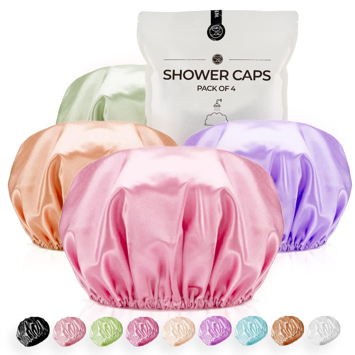 Shower Cap For Women Reusable Extra Large Shower Caps For Men Satin Double Layer Eva Waterproof Long Hair Caps(Light Purple, Bro
