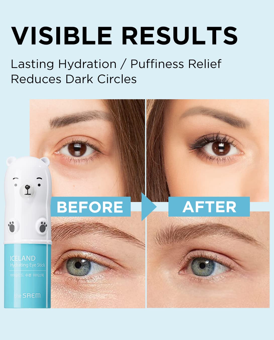 The Saem Iceland Hydrating & Collagen Eye Stick 2 Pack - Cooling & Anti-Wrinkle Eye Balm For Dark Circles And Puffiness - Under