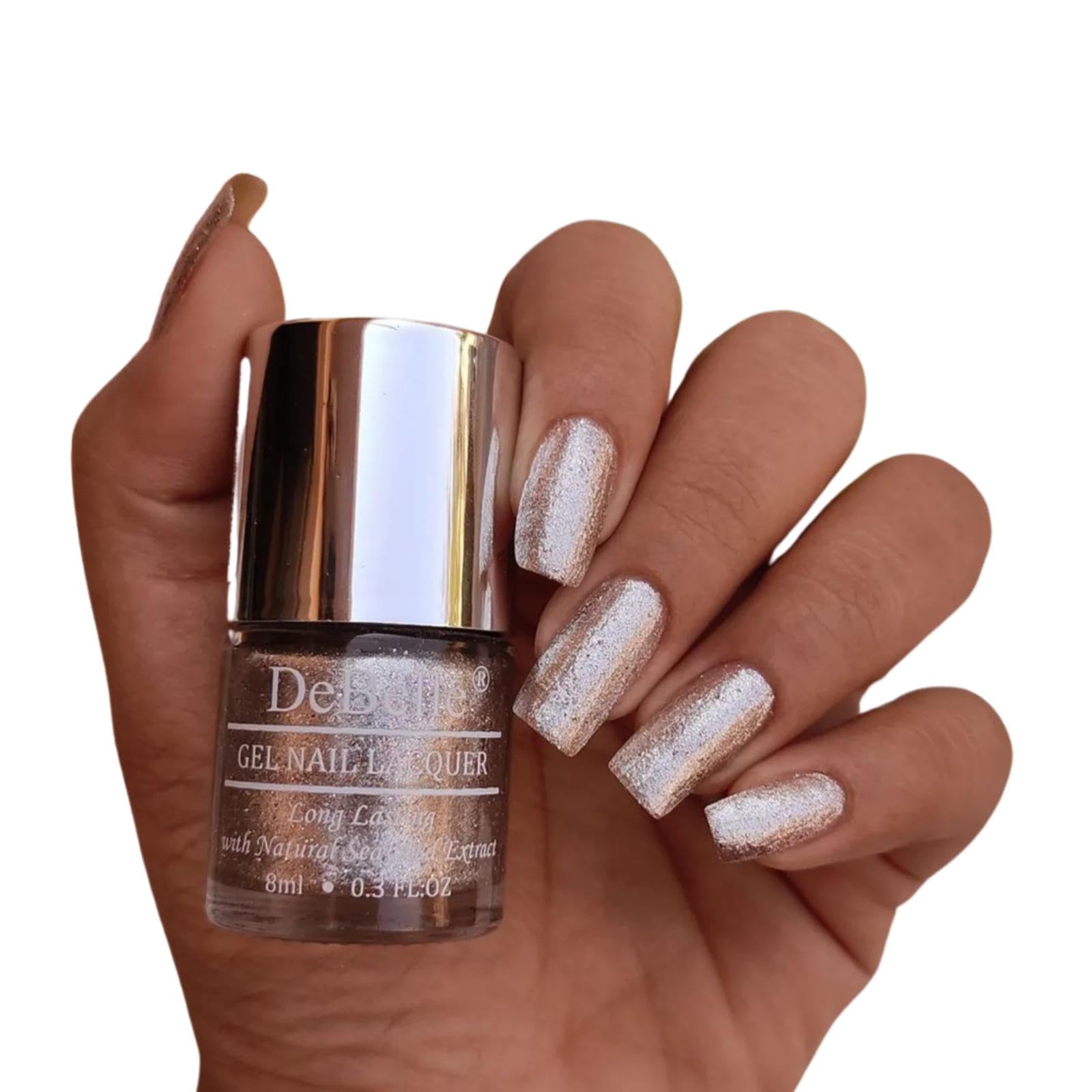 DeBelle Gel Nail Polish Sparkling Dust (Glitter Nail Paint)|Non UV  Gel Finish |Chip Resistant | Seaweed Enriched Formula| Long