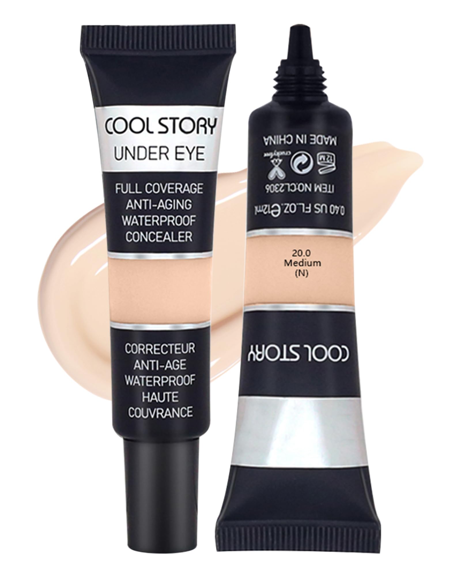 2 Pcs Under Eye Concealer Full Coverage, Waterproof Color Correcting Concealer All Day Coverage Dark Circles, Puffiness, Redness