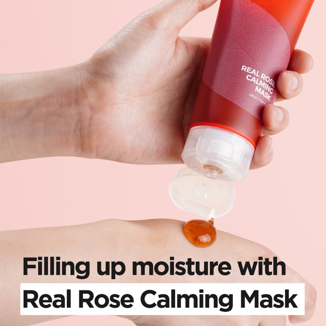 Isntree Real Rose Calming Face Mask 3.38 Fl. Oz. | Moisturizing Nourishing & Soothing 60% Damask Rose Water, Amino Acids Complex
