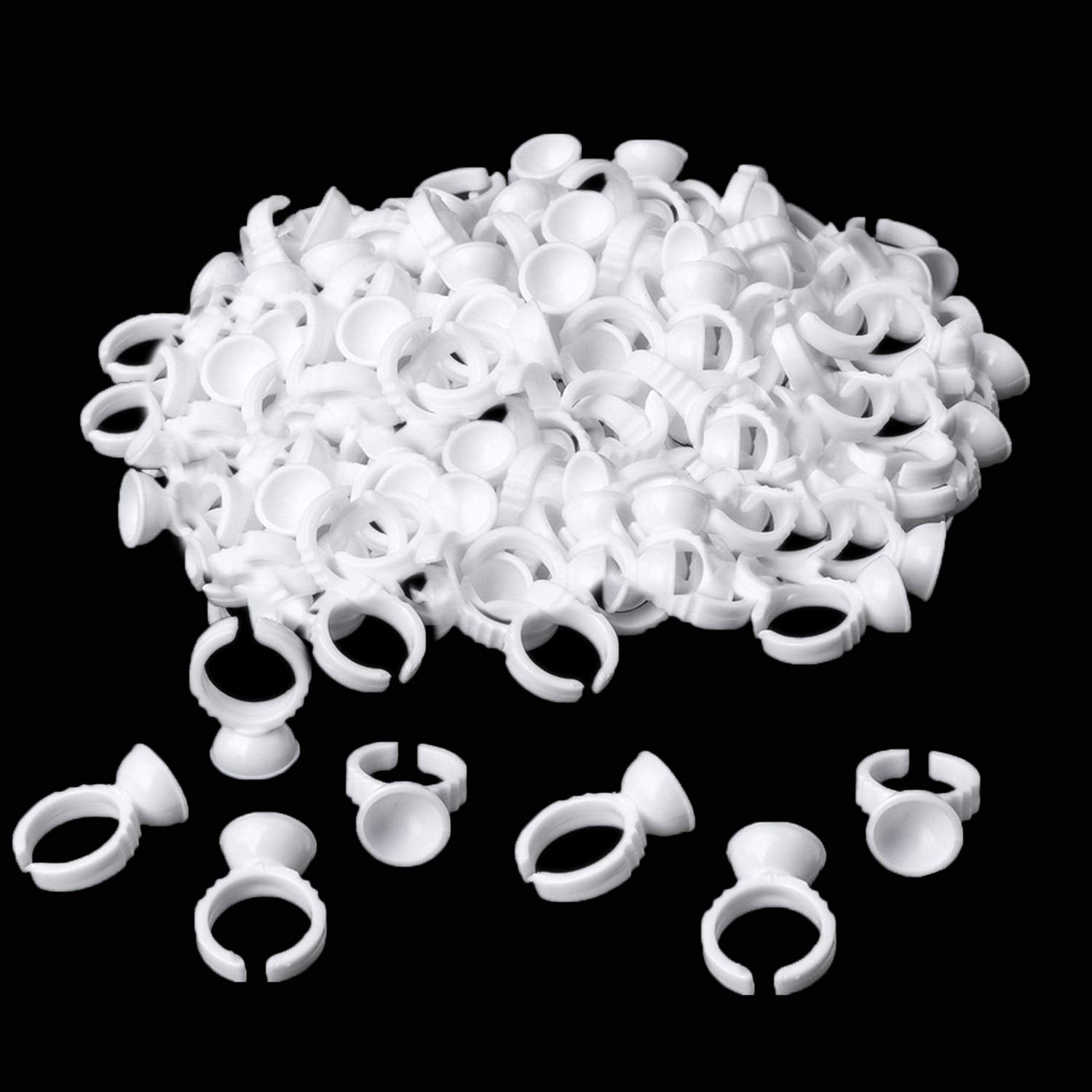 NXJ INFILILA Glue Rings, 600PCS Disposable Lash Extension Supplies, Adjustable Plastic Holder Rings for Beauty, Convenient for M