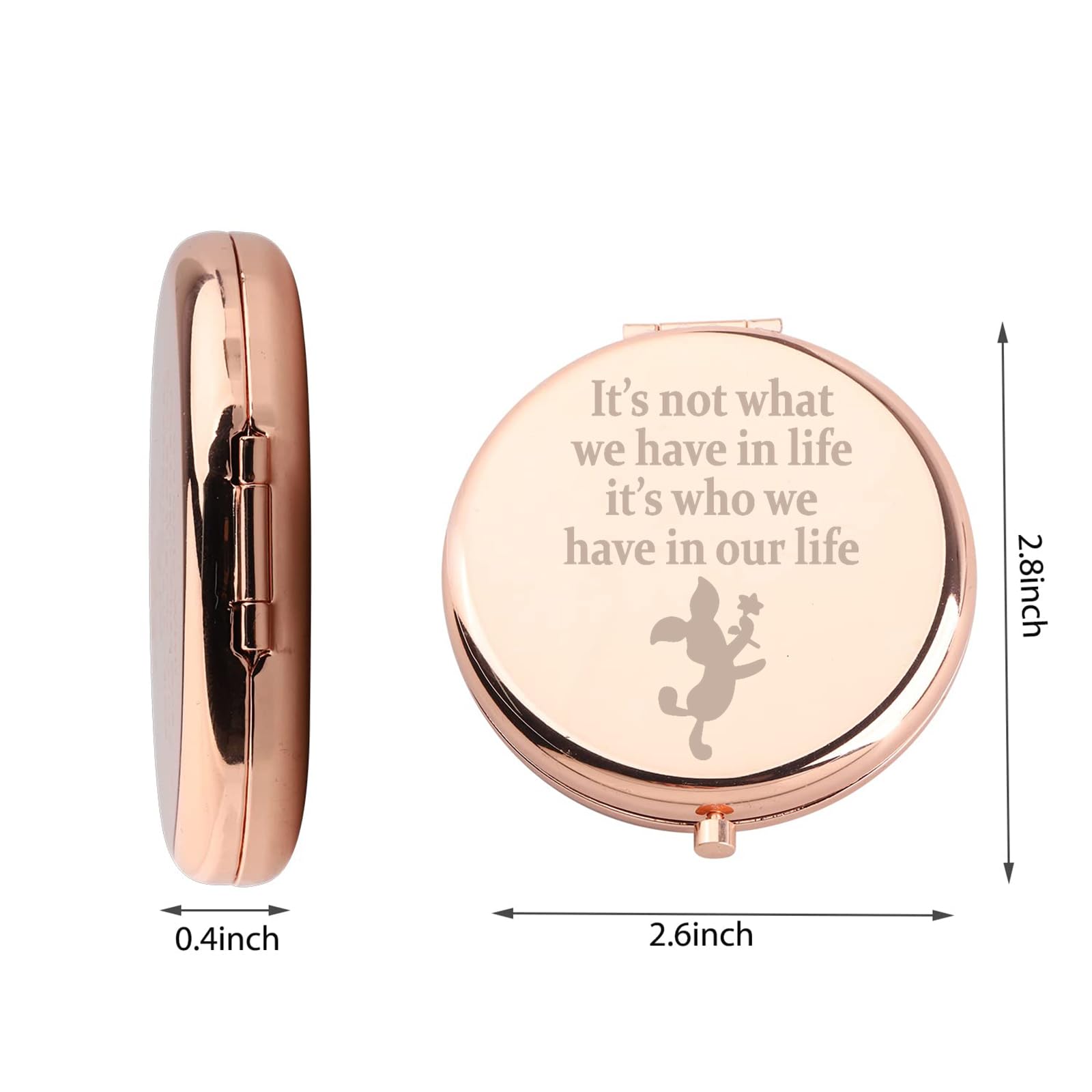 WUSUANED Piglet Pocket Mirror Friendship Makeup Mirror Its Not What We Have in Life Its Who We Have in Our Life Jewelry Piglet F