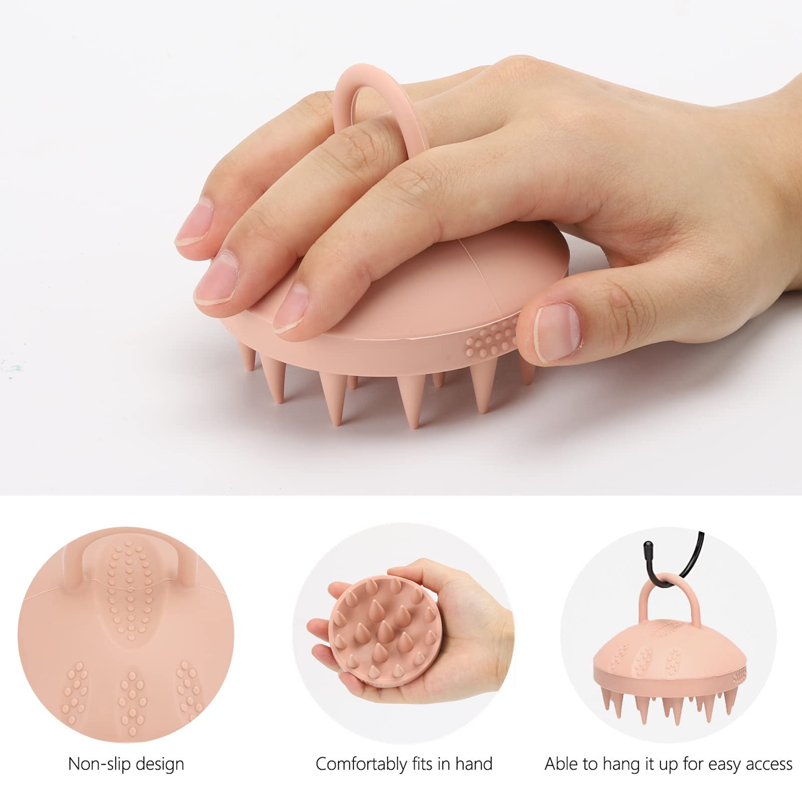 Btyms Solid Sillicone Scalp Massager Hair Scrubber Shampoo Brush Exfoliating Hair Wash Brush Cleansing Dandruff Brush For Shower