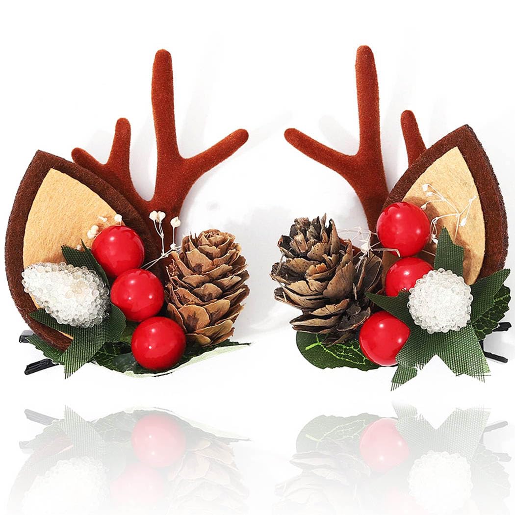 BARTOSI Christmas Hair Clips Reindeer Antlers Xmas Hairpins Deer Antler Hair Clip Decorative Christmas Party Hair Accessories fo
