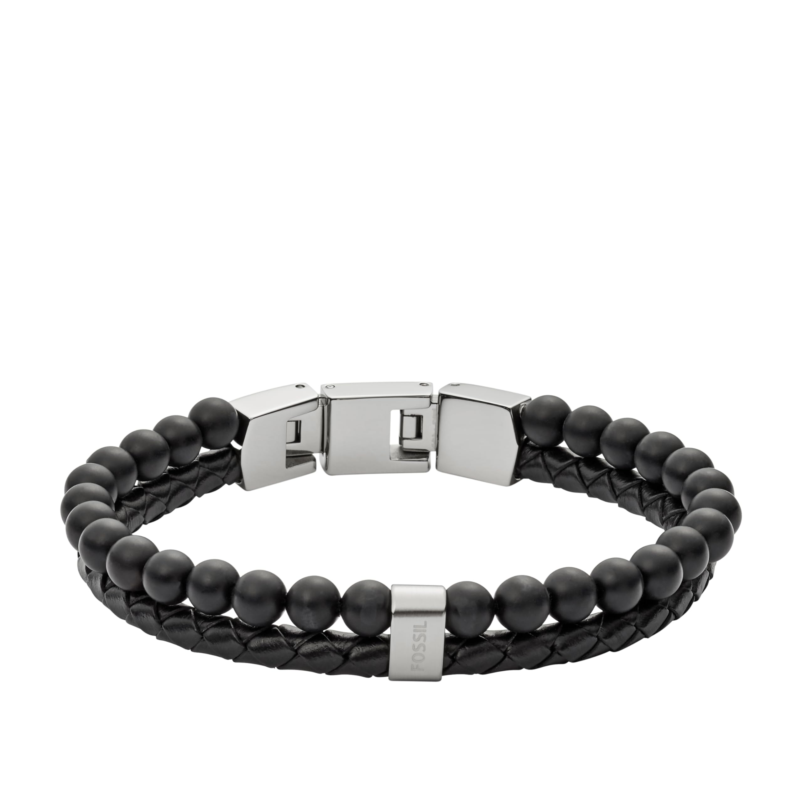 Fossil Men's Beaded Bracelet, Color: Smoke (Model: JF03008793)