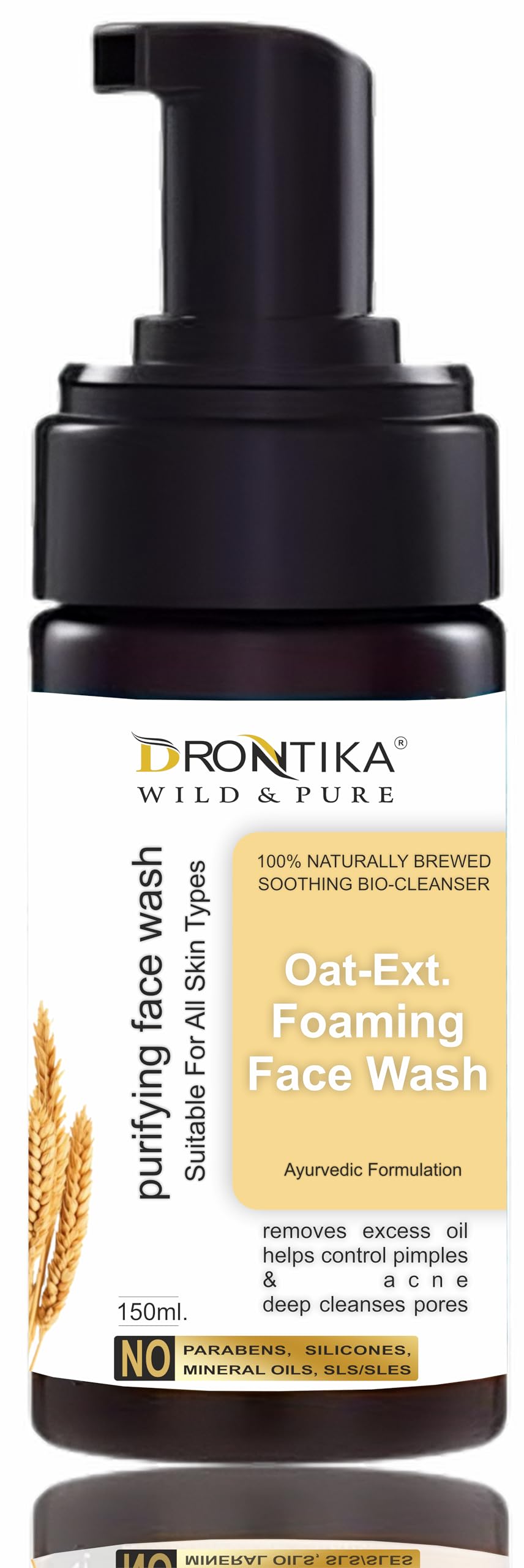 Drontika Wild & Pure Foaming Face Wash With Oat Extract For Sensitive Skin (Dry To Normal) | NonDrying | Fragrance Free | Gentl