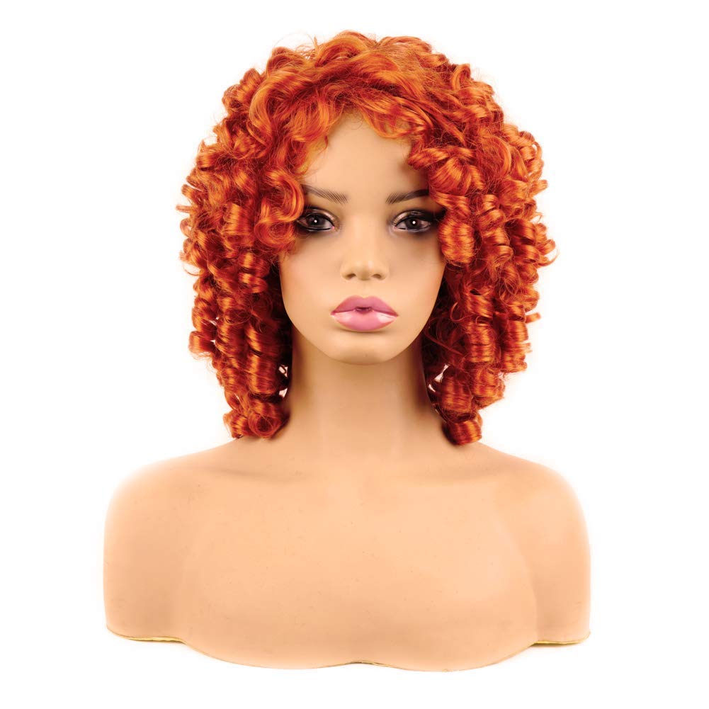 Andromeda Orange Wigs For Black Women Soft Afro Short Curly Wig With Bangs Heat Resistant Fiber Hair Halloween Cosplay Wigs For