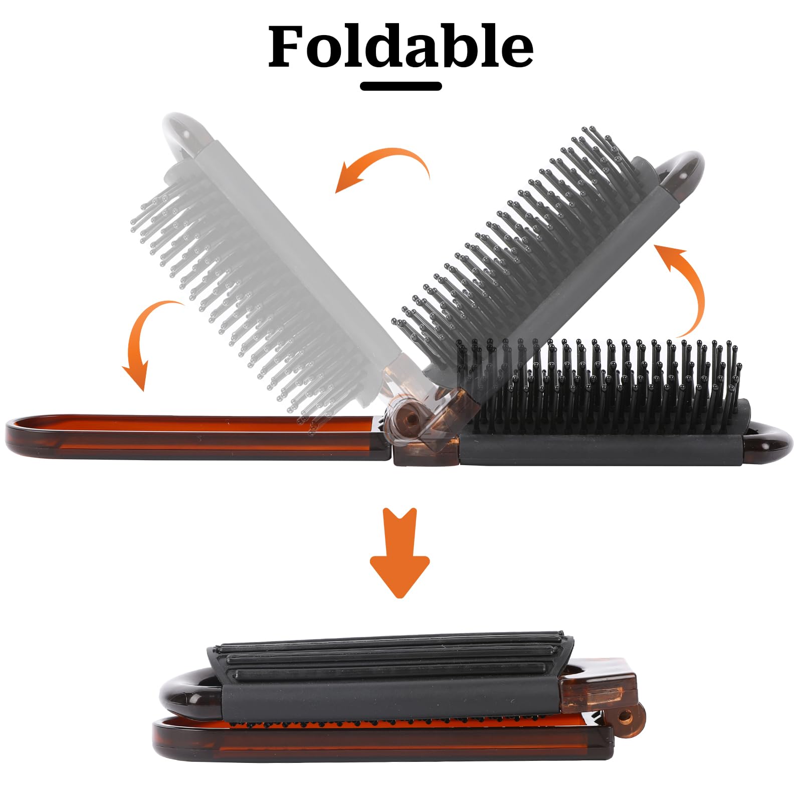 Mozeat Lens Folding Hair Brush With Mirror, Compact Travel Brush, Portable Hair Comb, Mini Hair Brush, Travel Comb For Gym, Trip