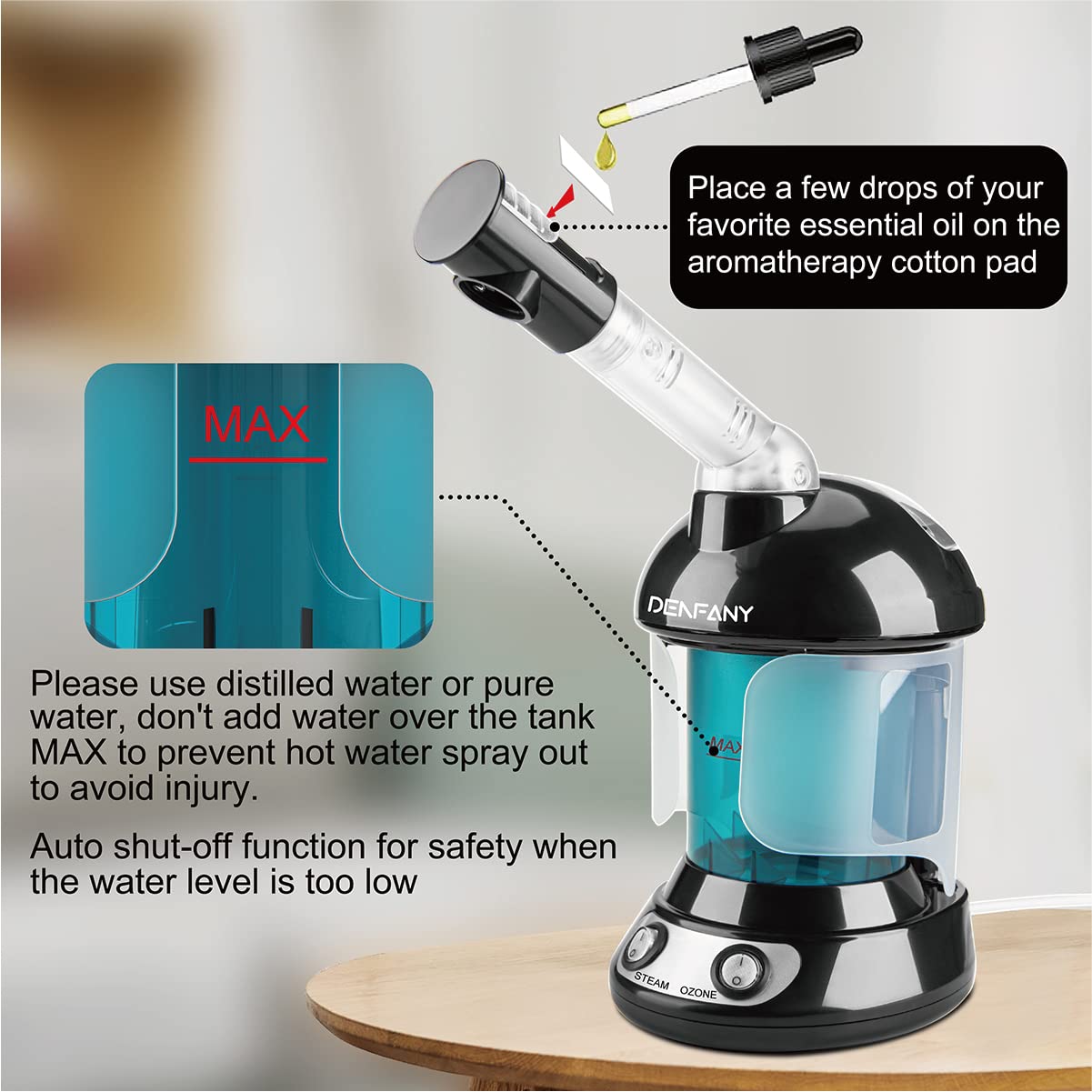 Facial Steamer - Ozone Steamer with Extendable 360 Rotating Arm - Humidifier - Unclogs Pores - Blackheads - Portable Facial Stea