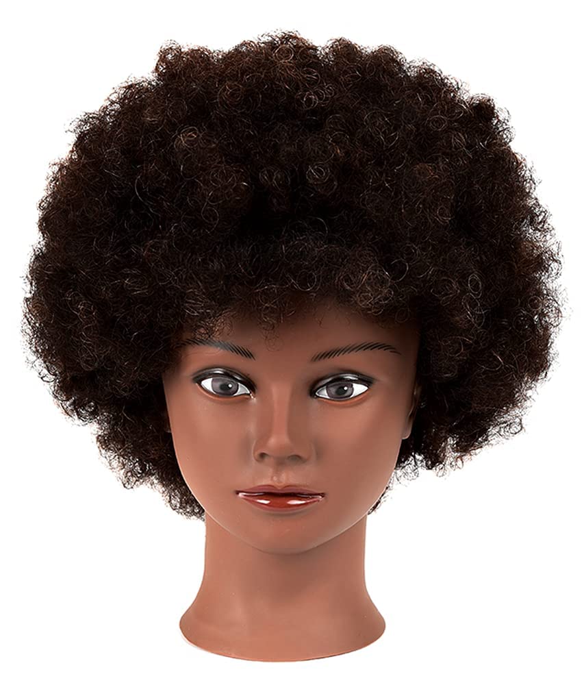 Headdoll Afro Curly Mannequin Head With 100% Human Hair Curly Hair Hairdresser Hair Styling Cosmetology Manikin Head Doll Head F