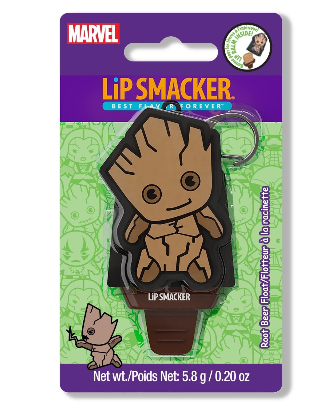 Lip Smacker Marvel, Guardians Of The Galaxy, Keychain, Lip Balm For Kids - Groot (Keychain)