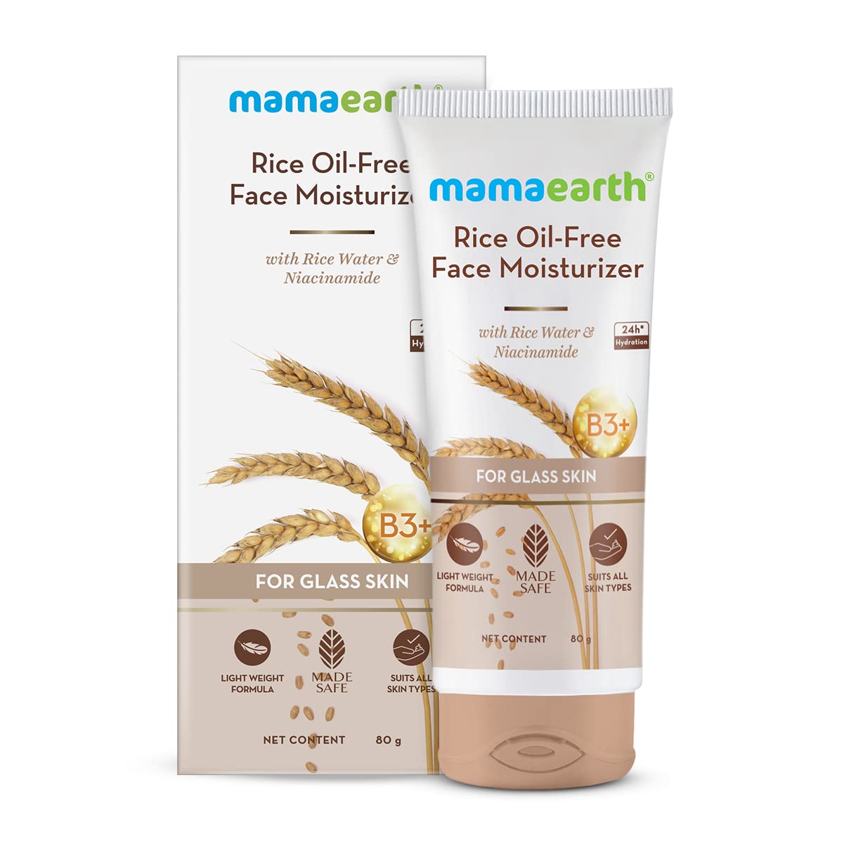 Mamaearth Rice Water Oil Free Face Moisturizer | 24-Hour Hydration With Niacinamide | Controls Excess Oil & Minimizes Open Pores
