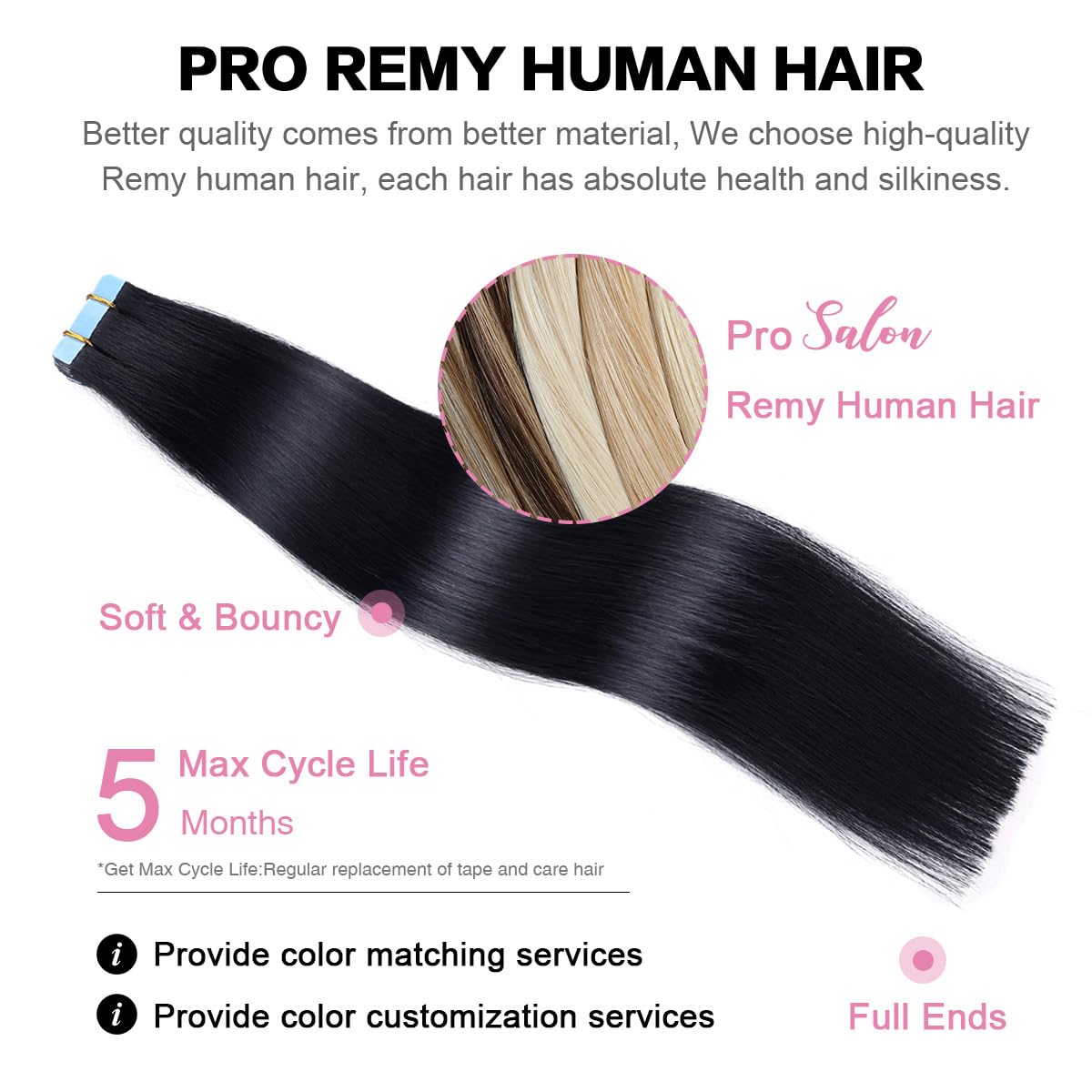 Suyya Tape In Hair Extensions Human Hair Black Straight 20 Pcs/Pack 50G Tape In Extensions 24 Inch Jet Black #1