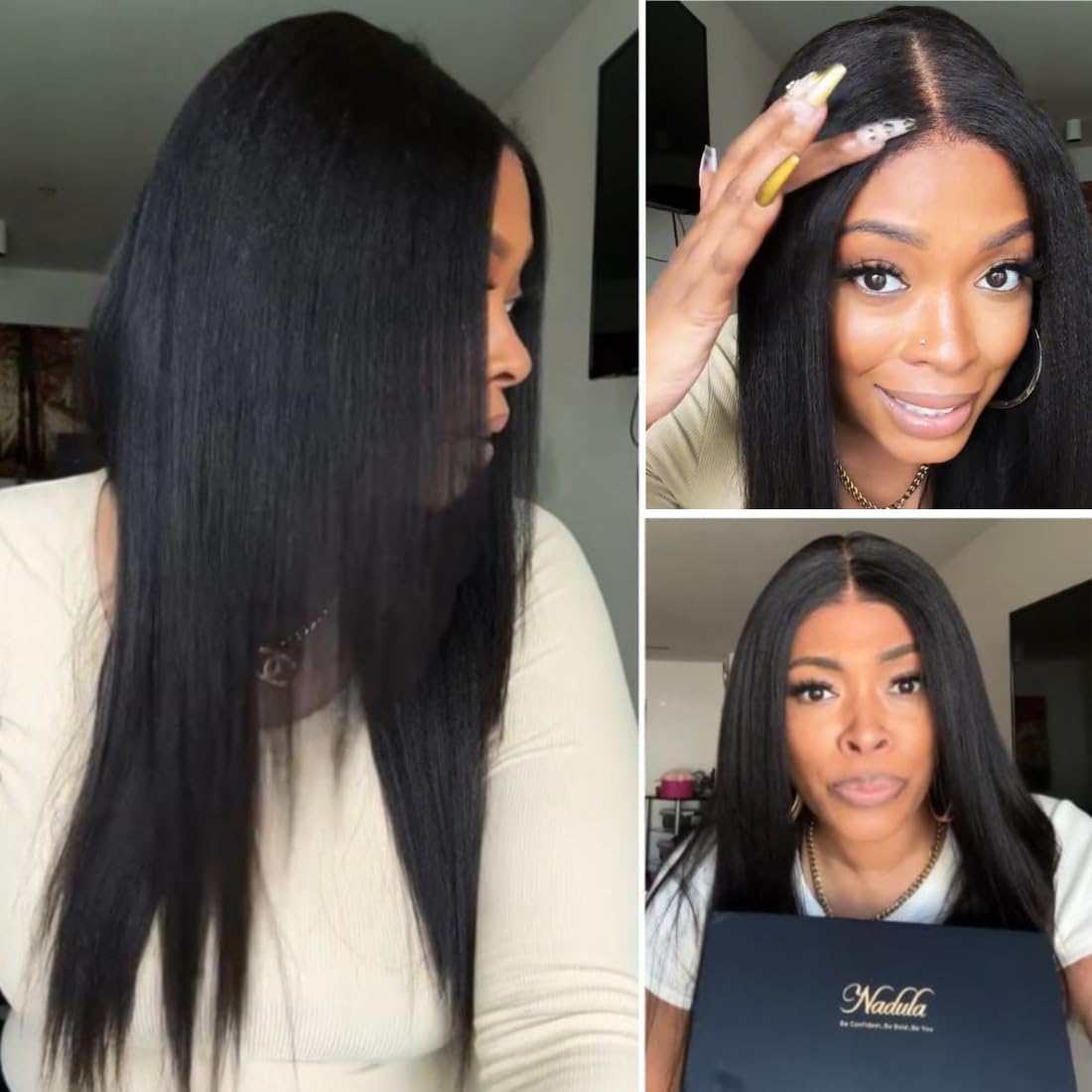 Nadula Yaki Straight Bye Bye Knots Glueless Wig Kinky Edge Hairline 7X5 Pre Cut Lace Front Wigs Human Hair Pre Plucked Pre Bleac