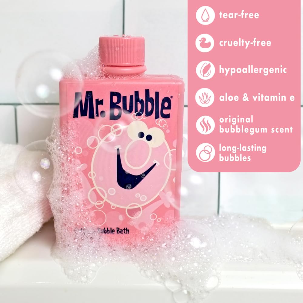 Mr. Bubble Original Bubble Bath, Bubblegum Scent, 8 Oz Retro Bottle, 4-Pack