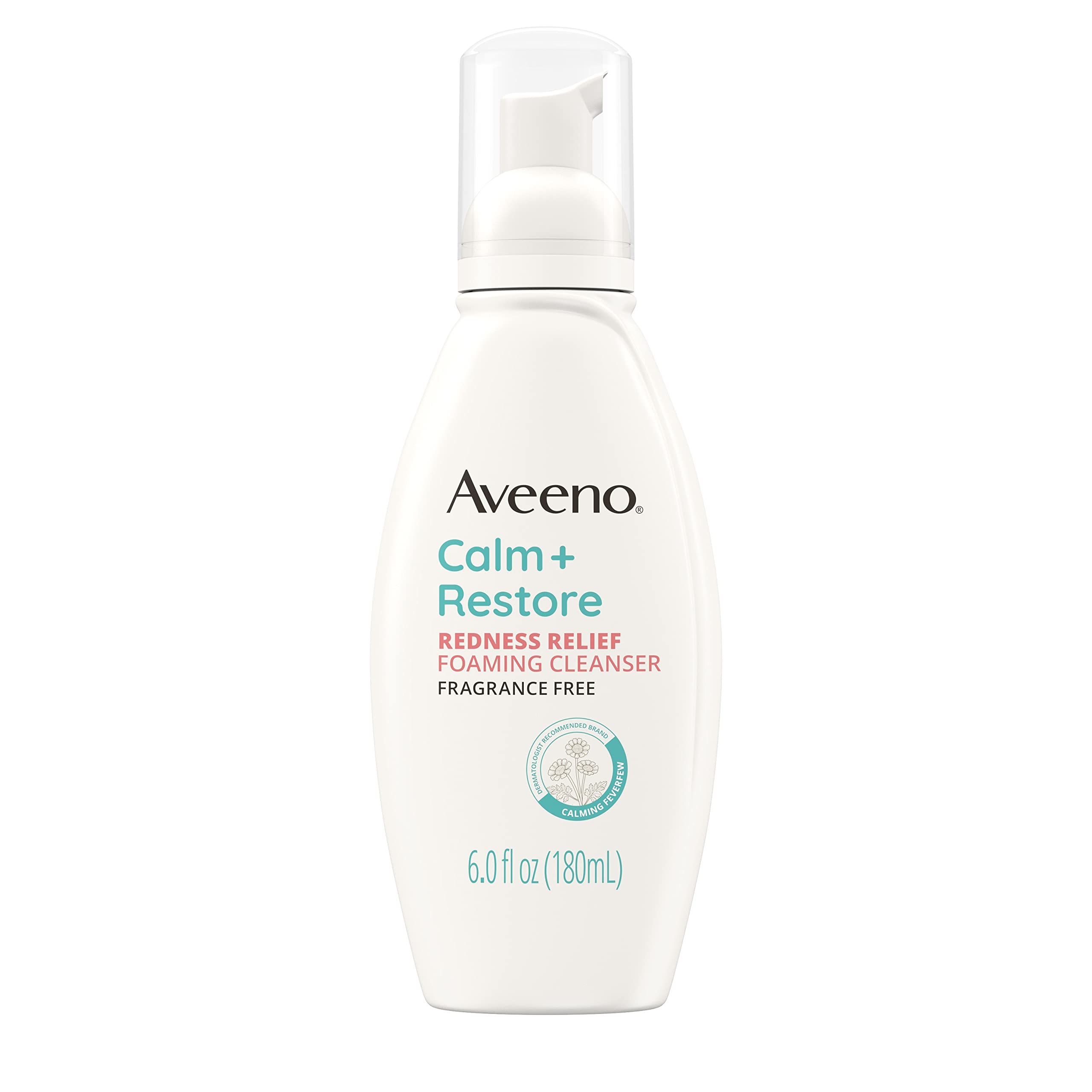 Aveeno Calm + Restore Redness Relief Foaming Cleanser, Daily Facial Cleanser With Calming Feverfew To Help Reduce The Appearance