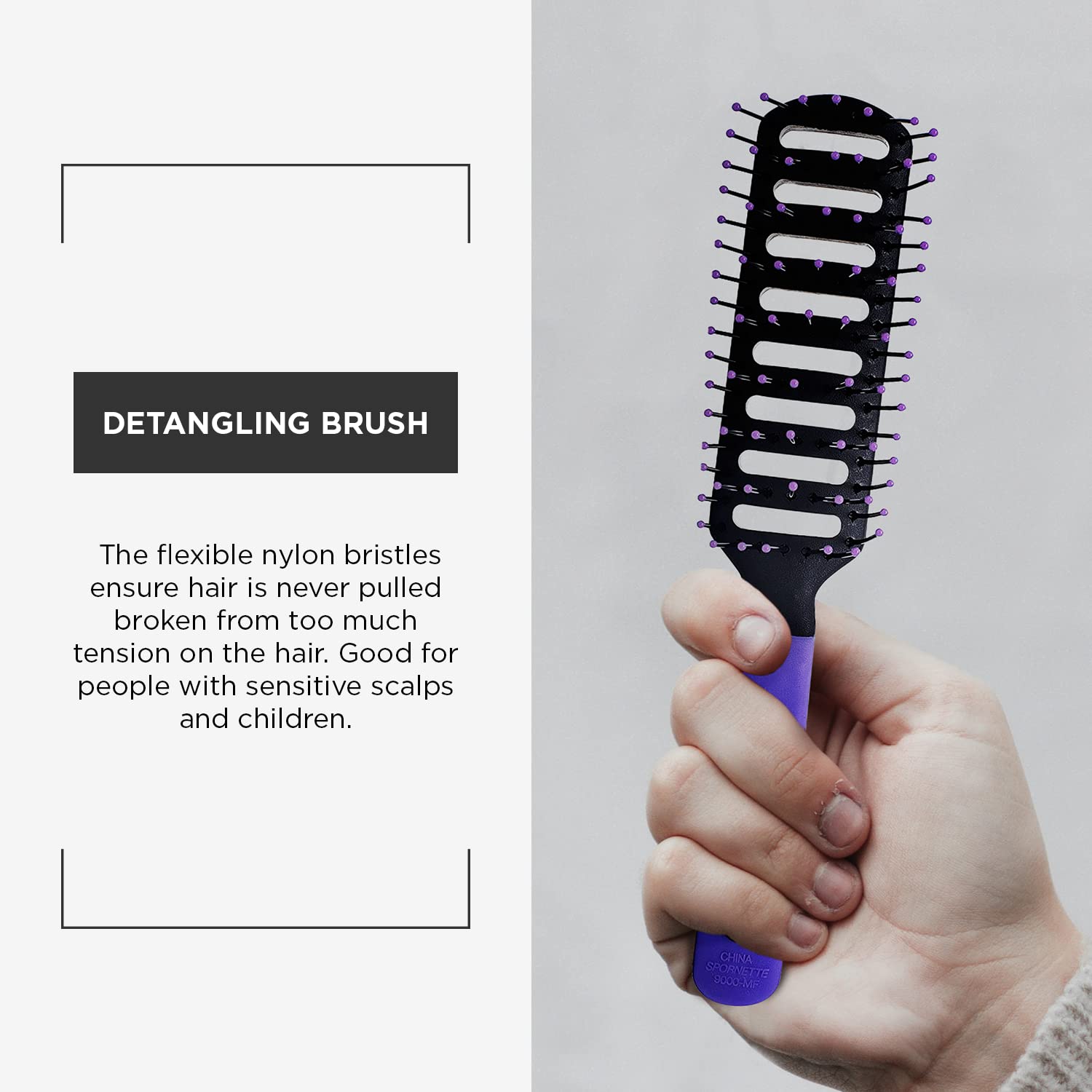 Spornette Anti Static Vent Brush #9000-MF (PURPLE) Styling, Smoothing, Straightening & Blow Drying Hair Quickly With No Static -